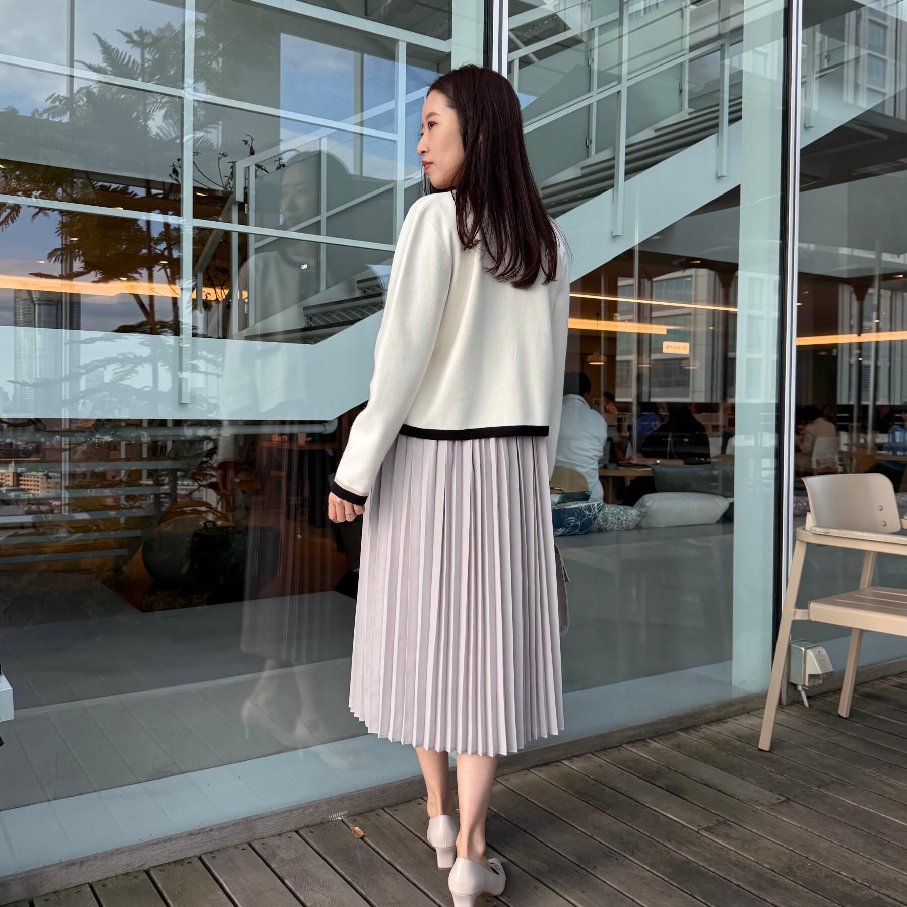 Couture broach「【ハレの日・通勤・着映え】配色 総針カーディガン」|カーディガン|