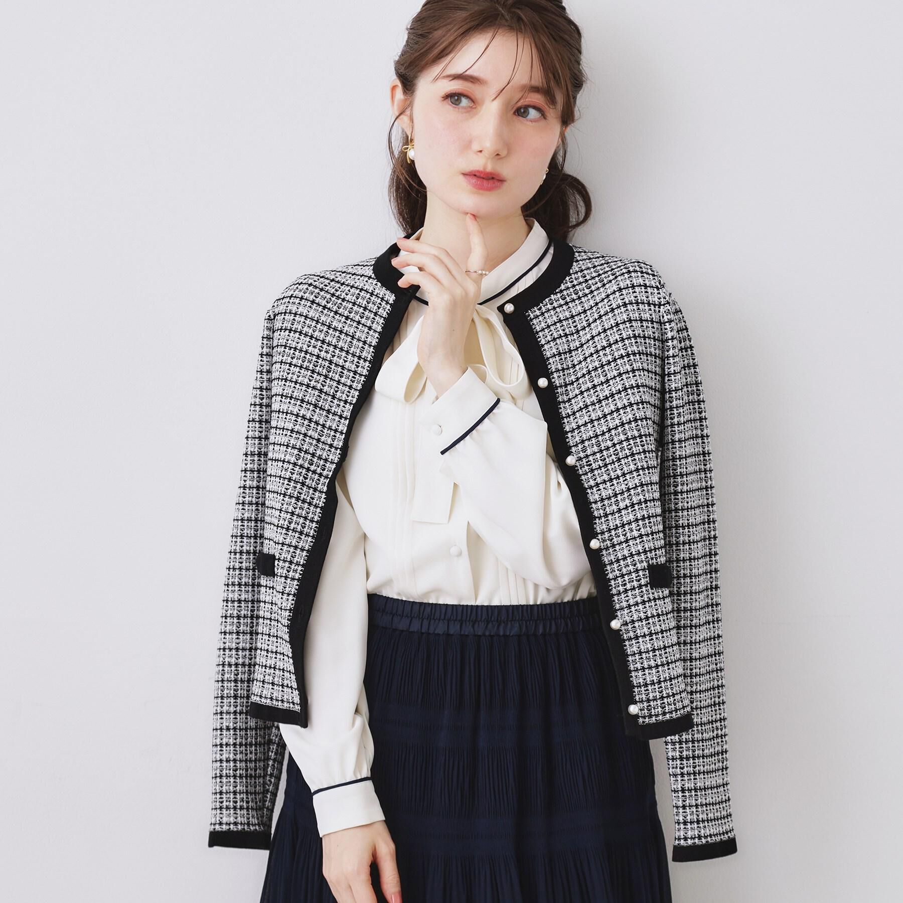 Couture broach「【ハレの日・通勤】ラメツイード ニットカーディガン」|カーディガン|