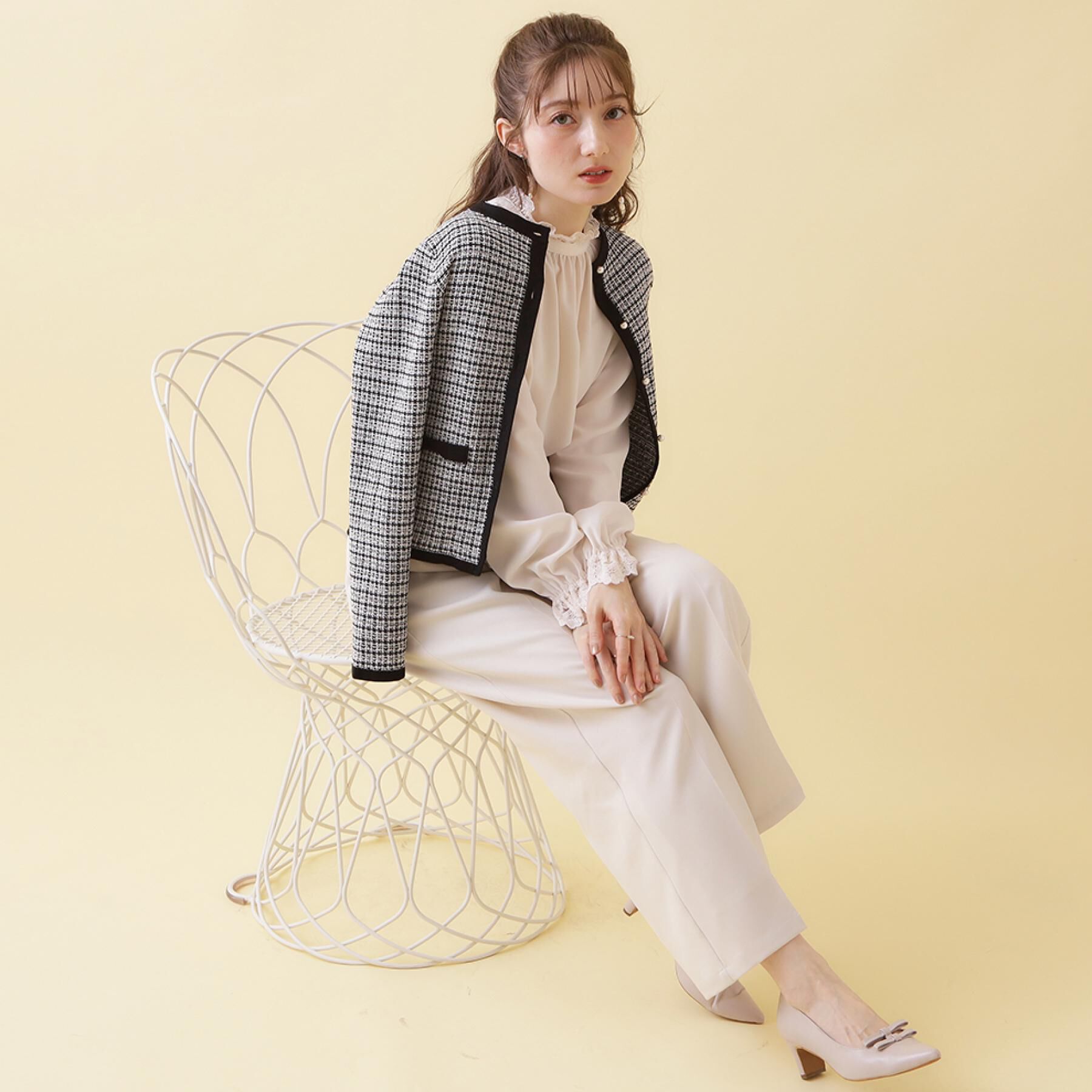 Couture broach「【ハレの日・通勤】ラメツイード ニットカーディガン」|カーディガン|