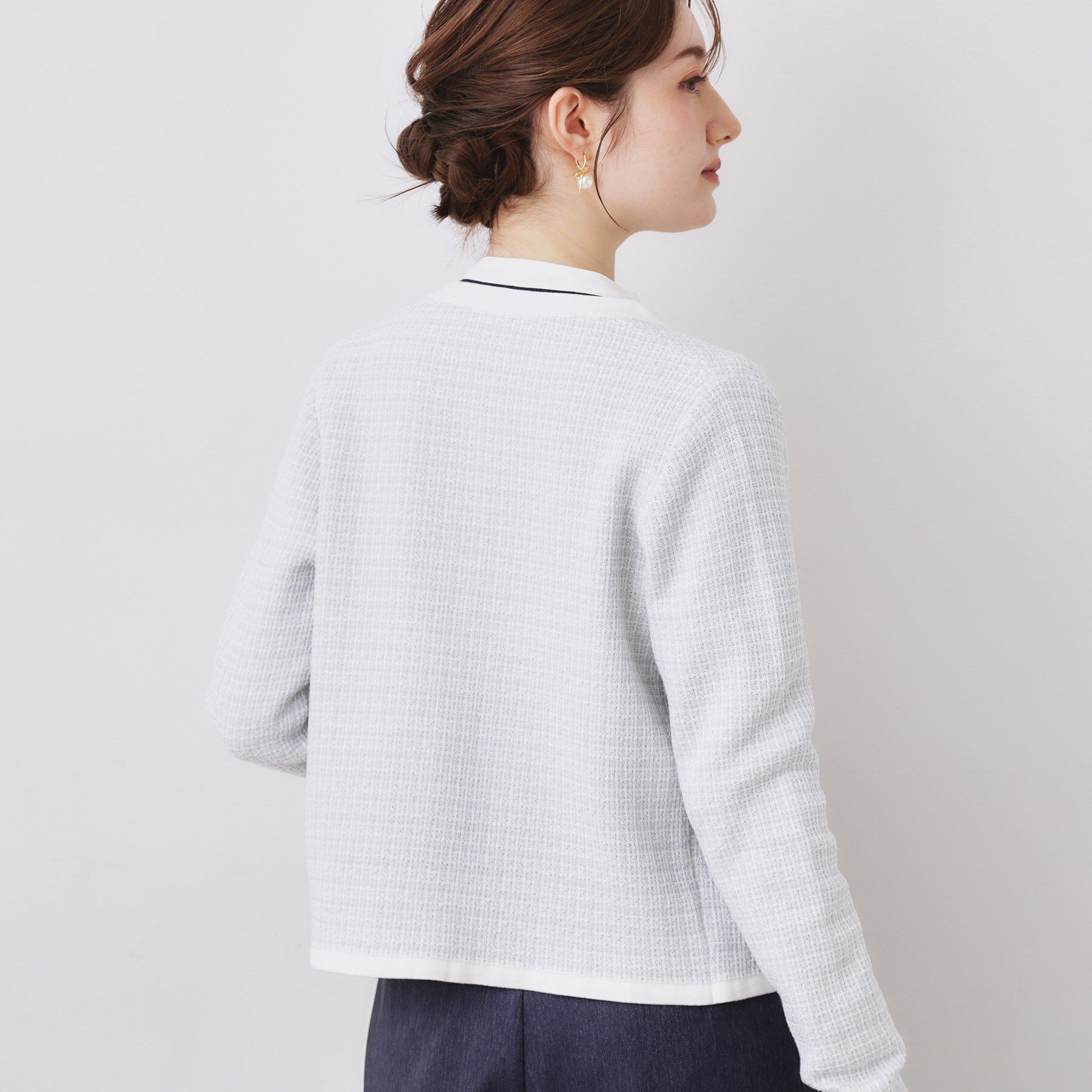 Couture broach「【ハレの日・通勤】ラメツイード ニットカーディガン」|カーディガン|