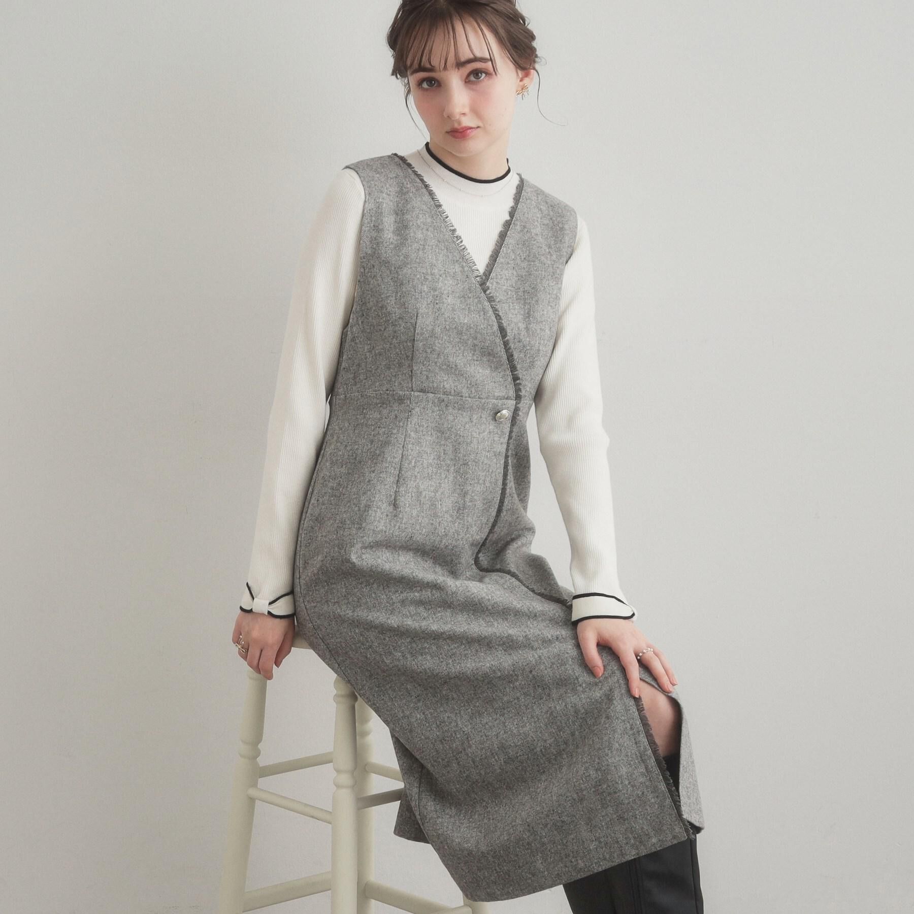 Couture broach「【ハレの日・通勤】フリンジツイードジャンスカ」|ジャンパースカート|