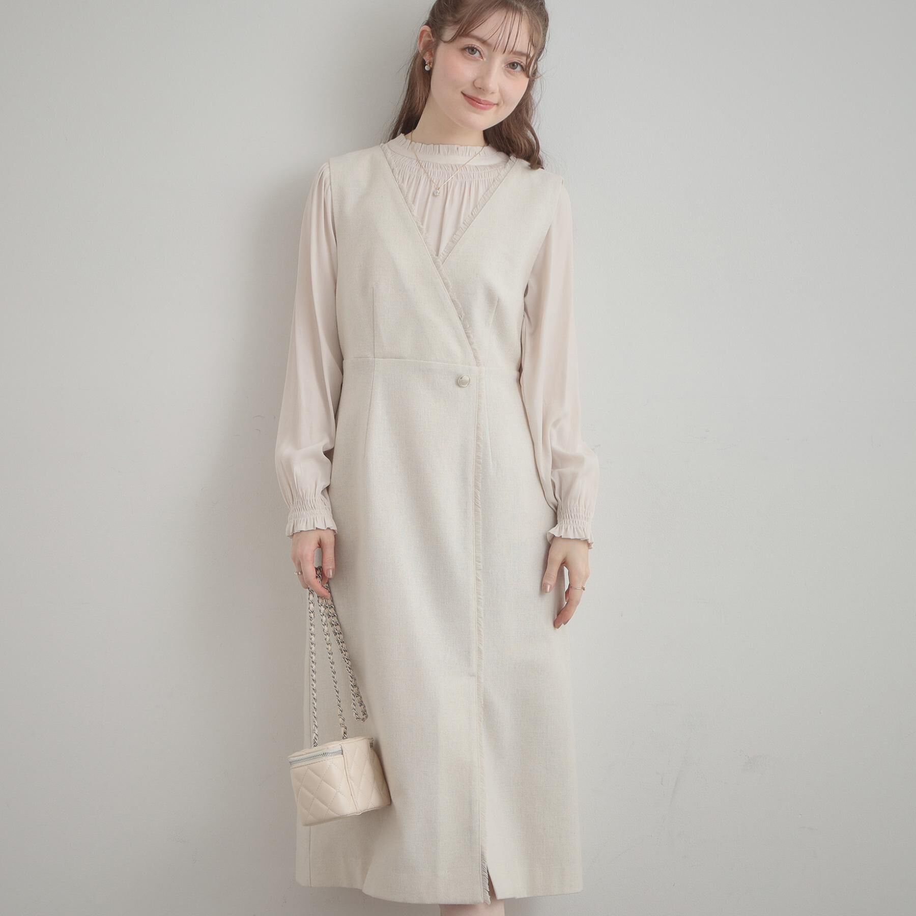 Couture broach「【ハレの日・通勤】フリンジツイードジャンスカ」|ジャンパースカート|