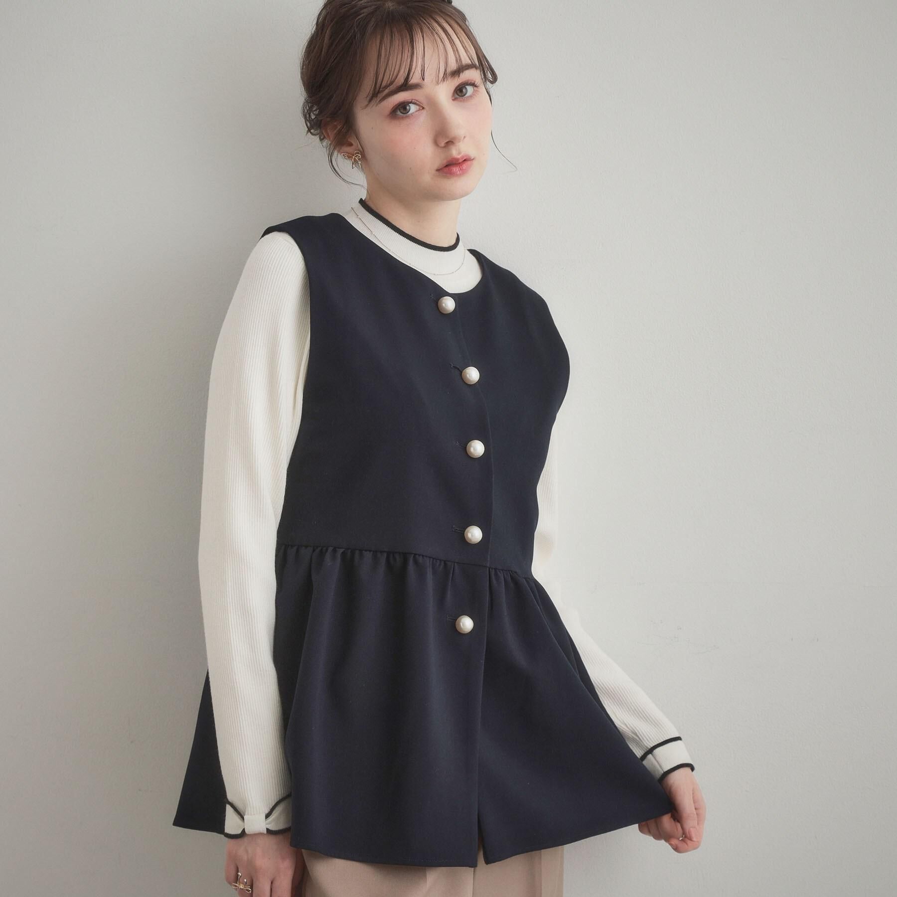 Couture broach「【ハレの日・通勤】TRダブルクロスジレ」|ベスト・ジレ|