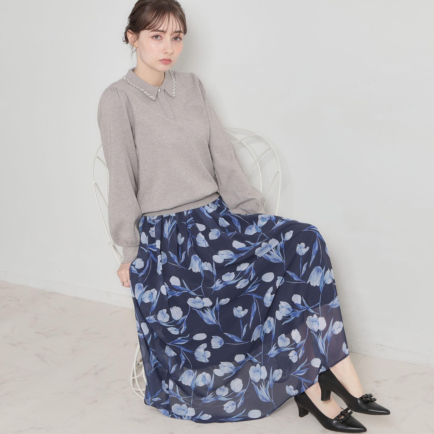 Couture broach「【洗える・着映え】パール調衿ニット」|ニット・セーター|