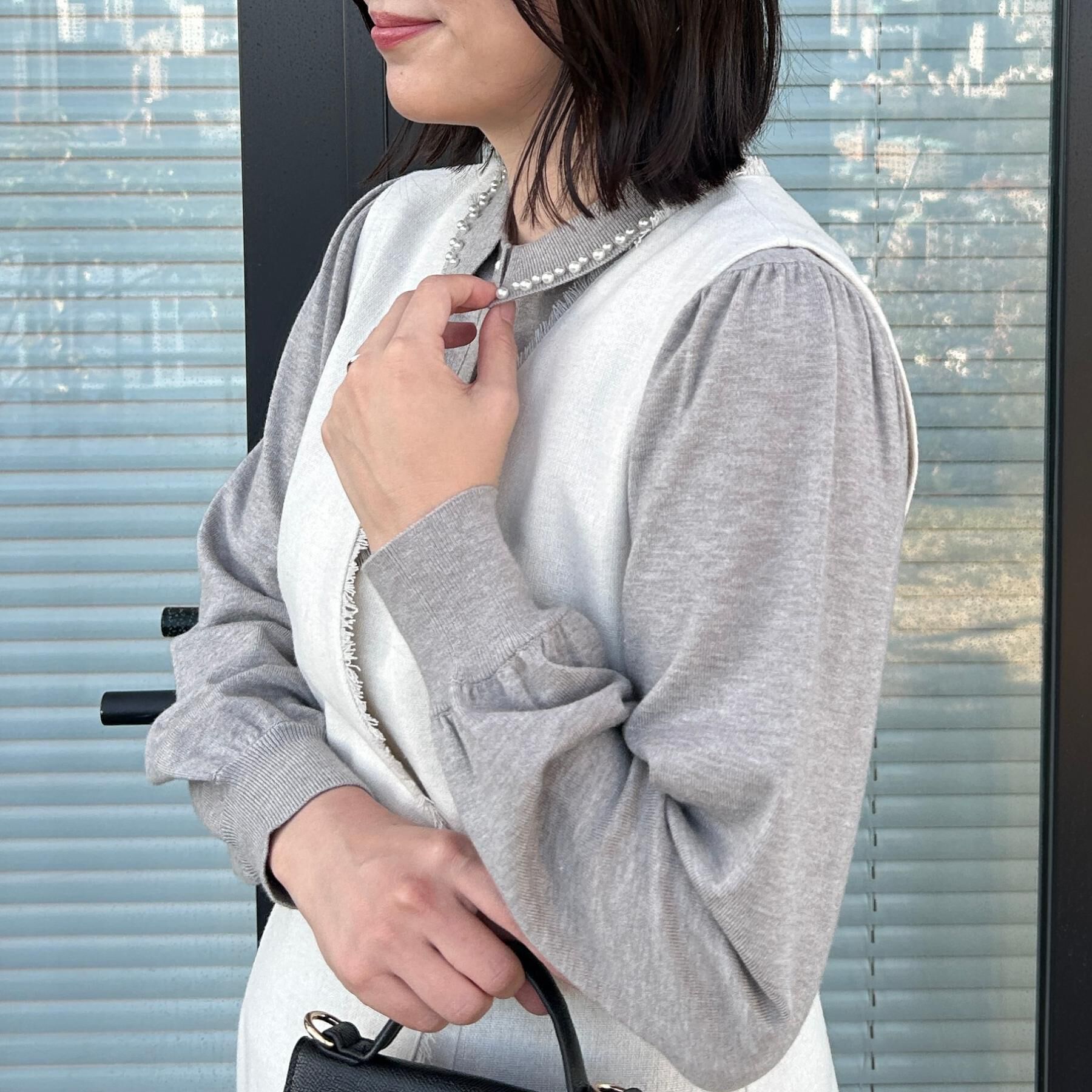 Couture broach「【洗える・着映え】パール調衿ニット」|ニット・セーター|