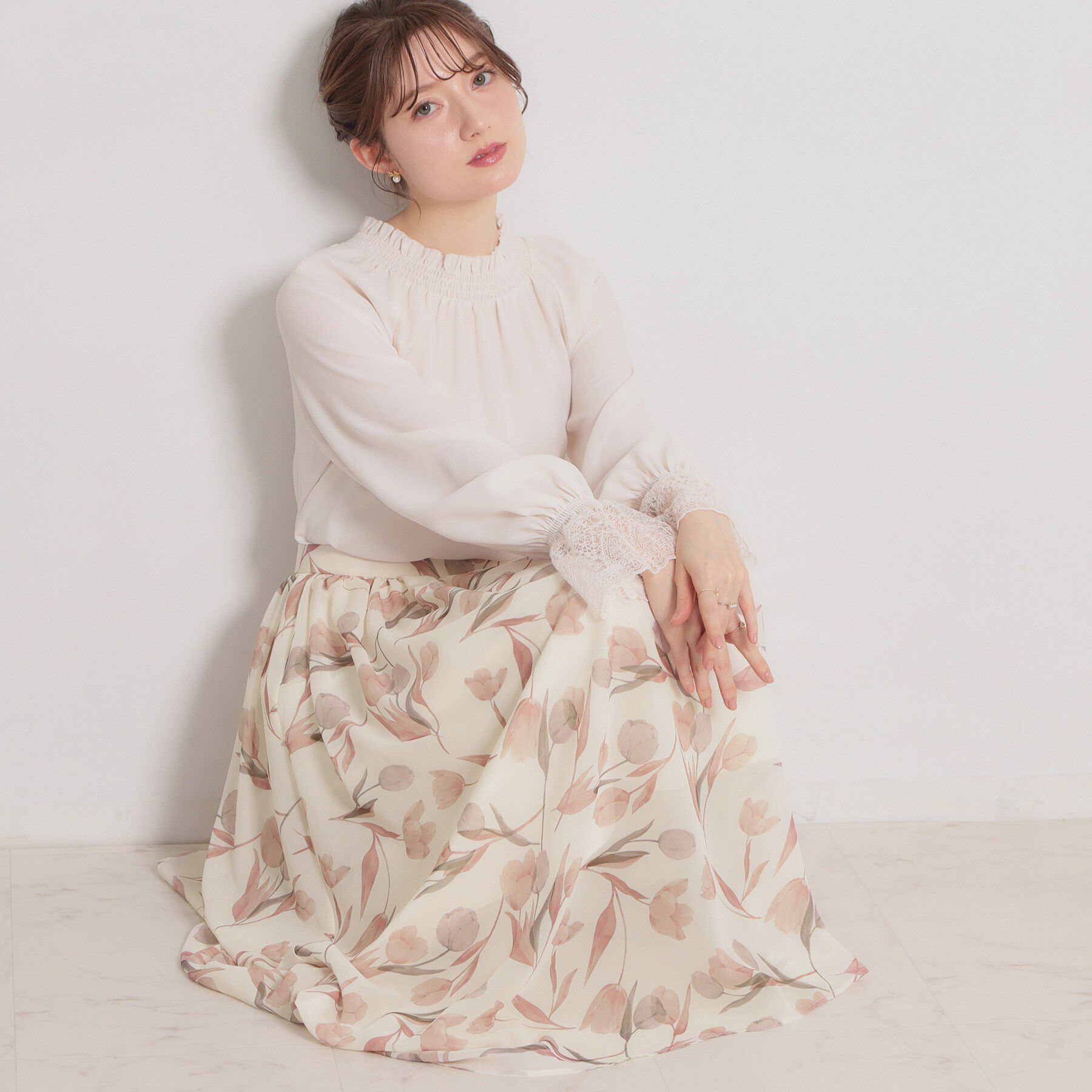 Couture broach「【洗える】チューリップ柄スカート」|スカート|