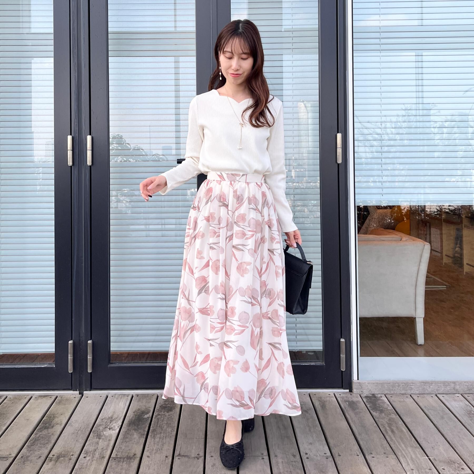 Couture broach「【洗える】チューリップ柄スカート」|スカート|