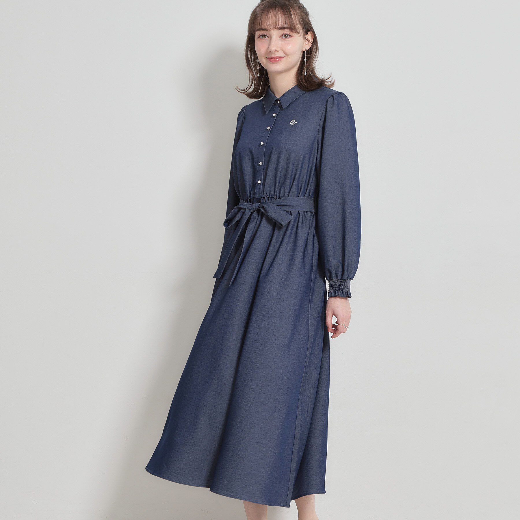 Couture broach「【洗える】ロゴエンブロ シャツワンピース」|ワンピース|