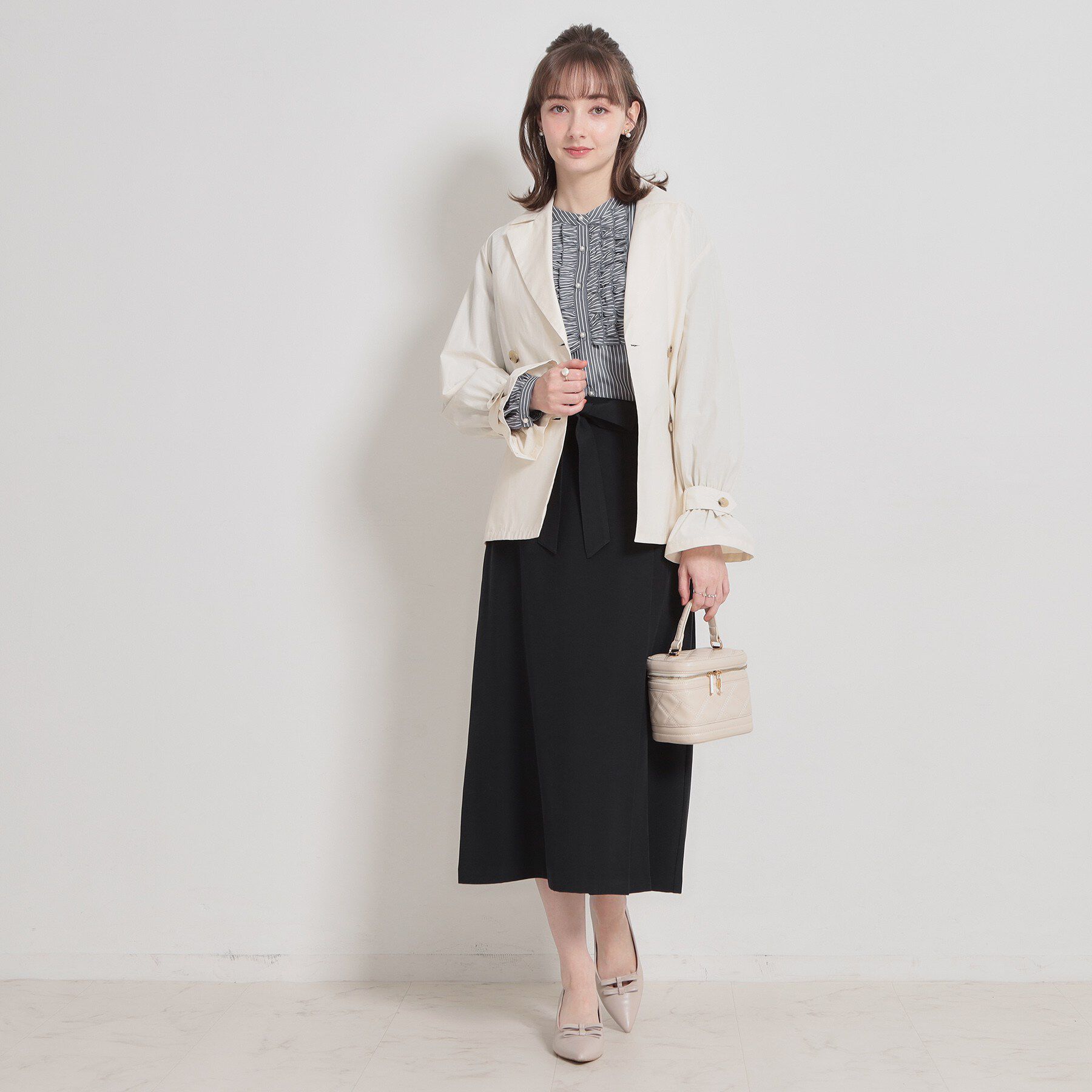 Couture broach「【通勤・着映え】ストライプ フリルブラウス」|シャツ・ブラウス|