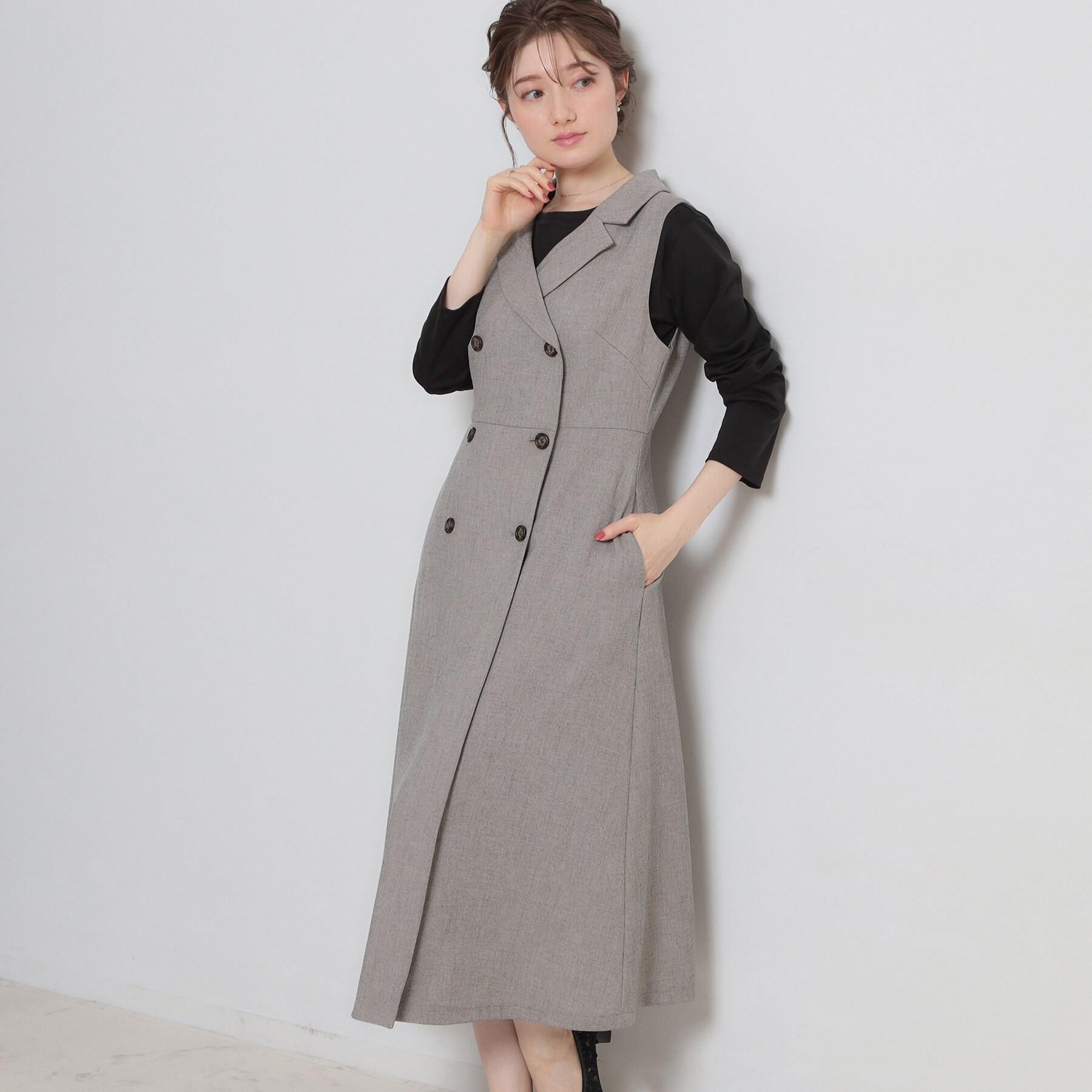 Couture broach「【通勤】リネンライク ジレにもなるジャンスカ」|ワンピース|