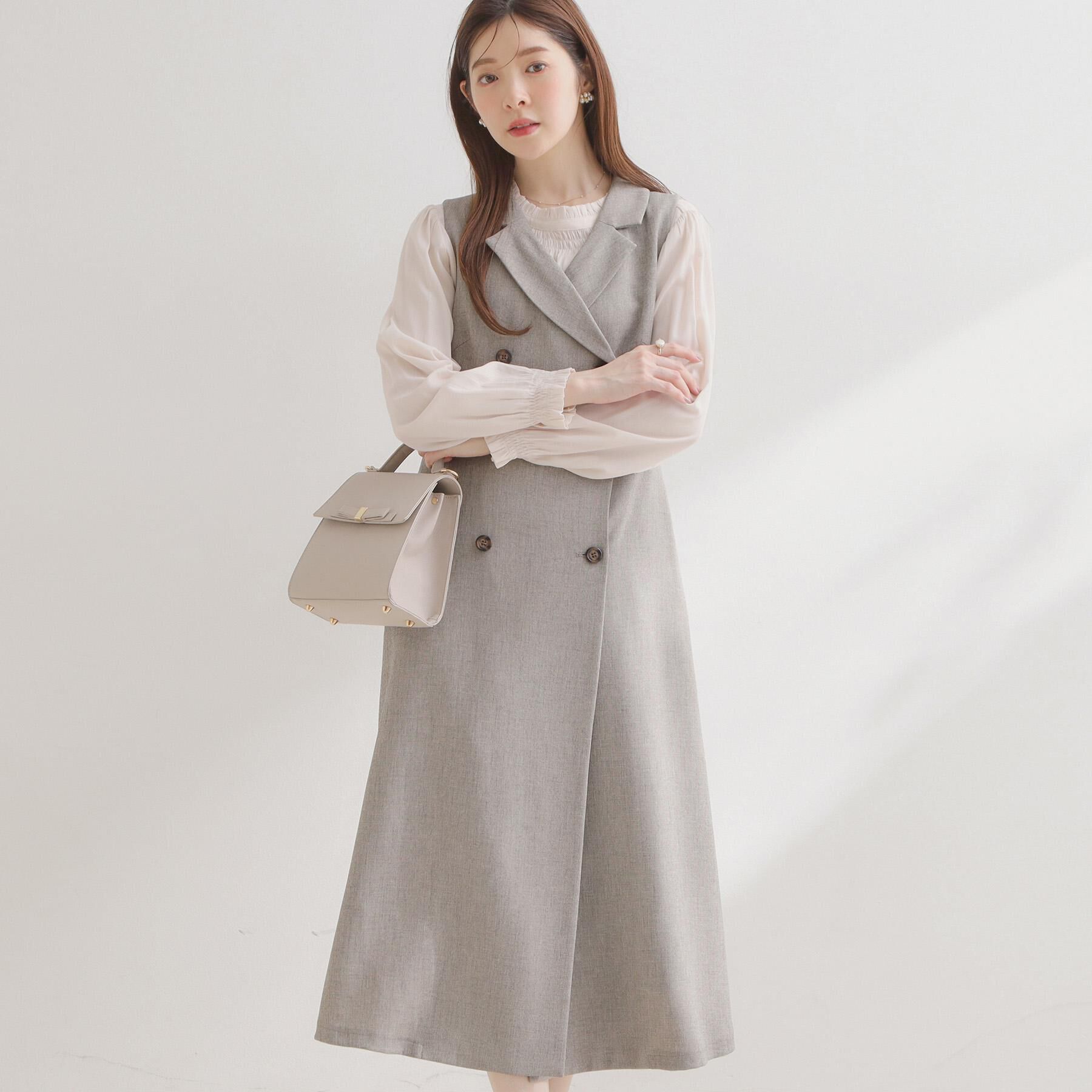 Couture broach「【通勤】リネンライク ジレにもなるジャンスカ」|ワンピース|