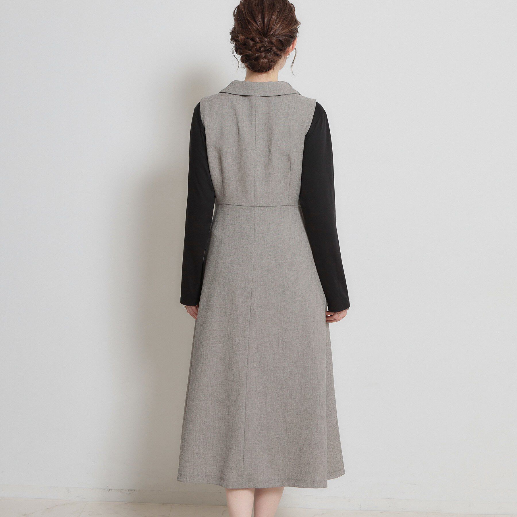 Couture broach「【通勤】リネンライク ジレにもなるジャンスカ」|ワンピース|