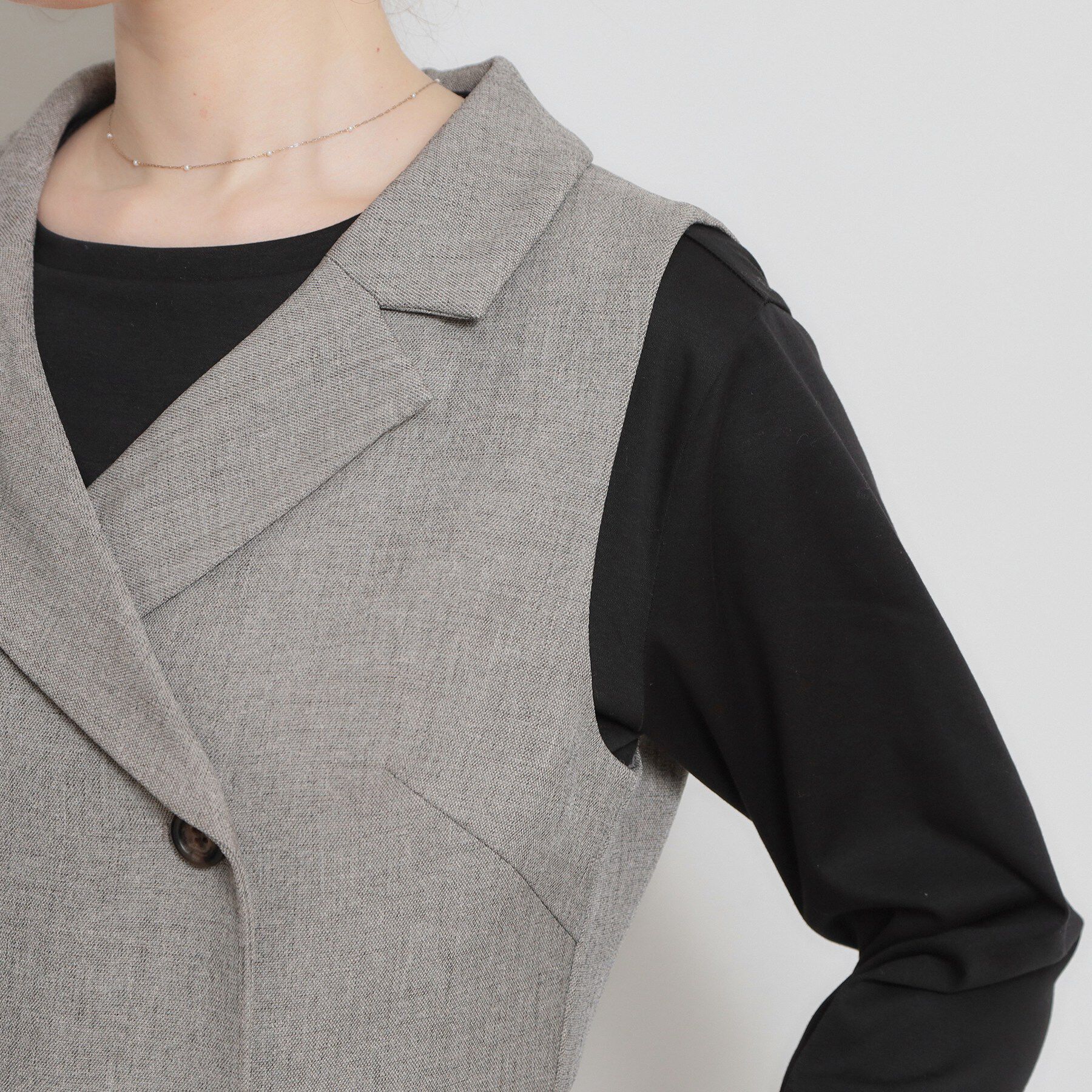 Couture broach「【通勤】リネンライク ジレにもなるジャンスカ」|ワンピース|