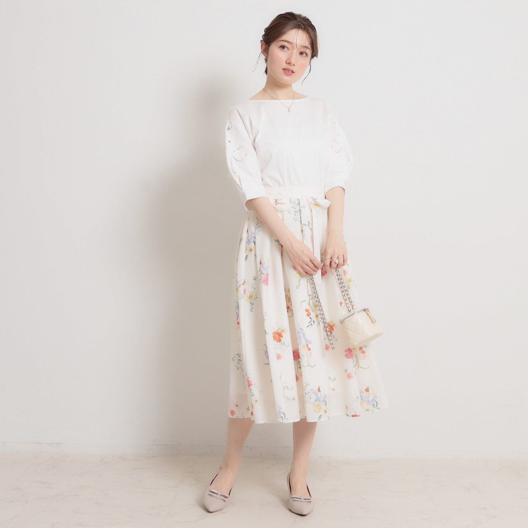 Couture broach「【接触冷感・UVカット】60シルケット エンブロドルマントップス」|Tシャツ・カットソー|