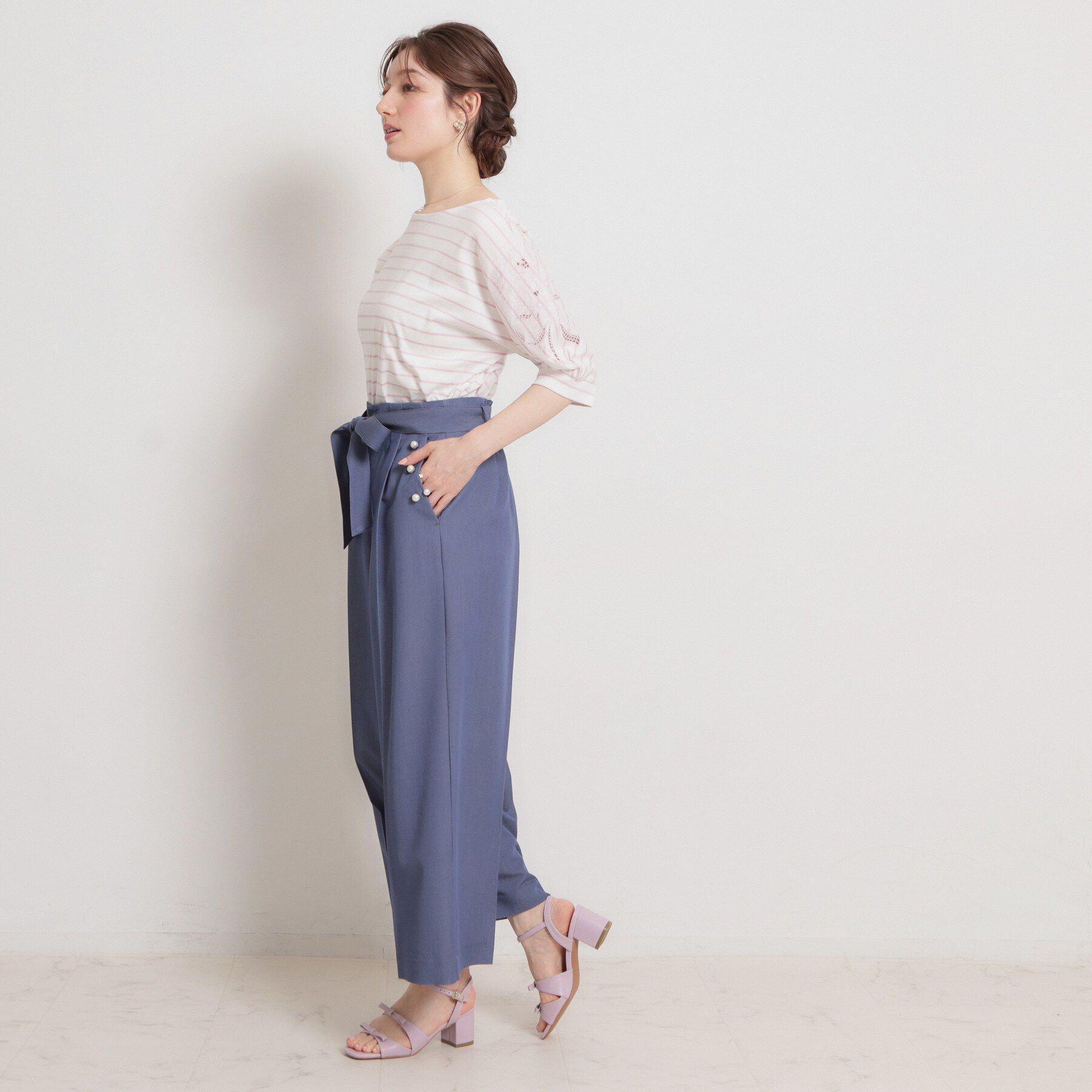 Couture broach「【接触冷感・UVカット】60シルケット エンブロドルマントップス」|Tシャツ・カットソー|