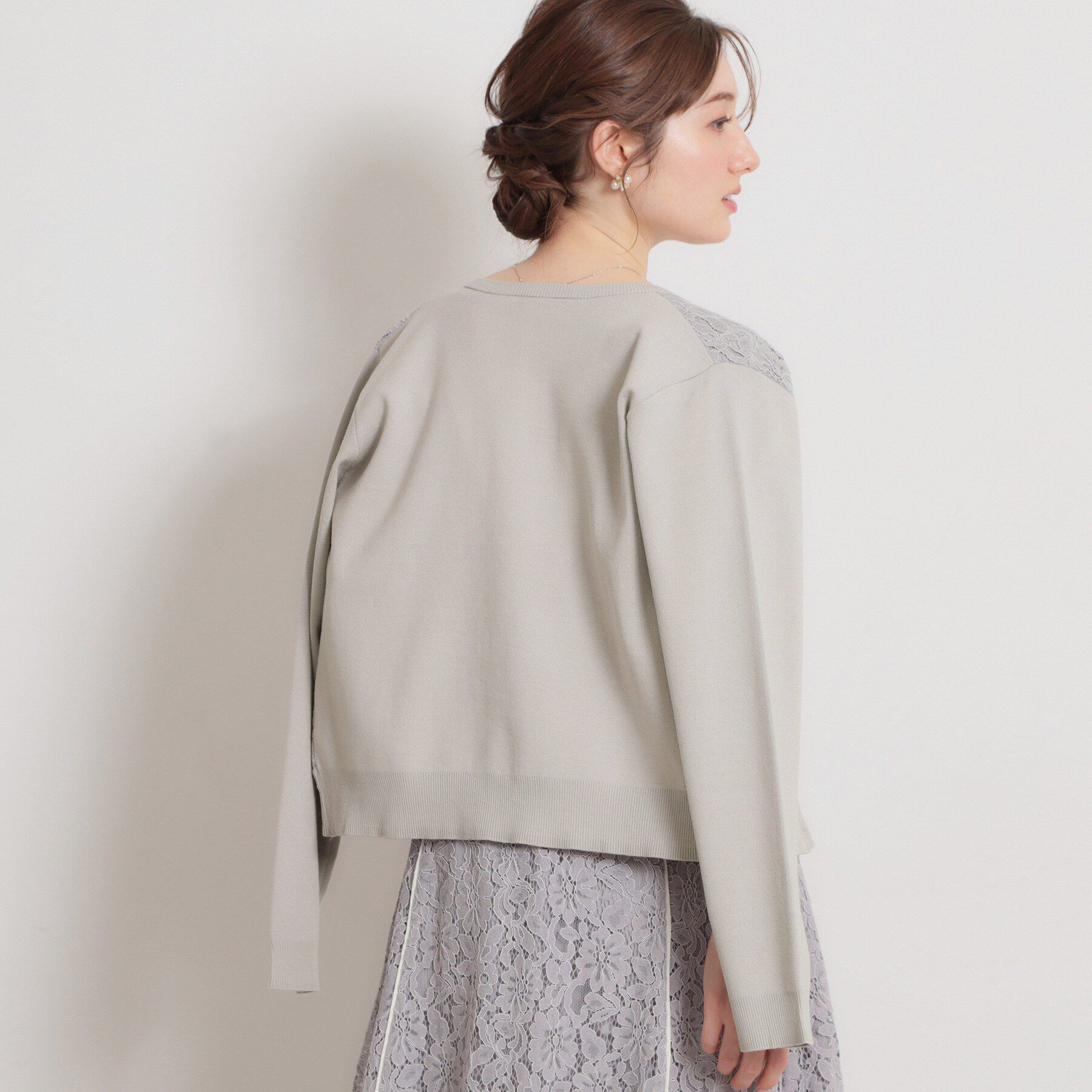 Couture broach「【洗える】コードレース カーディガン」|カーディガン|