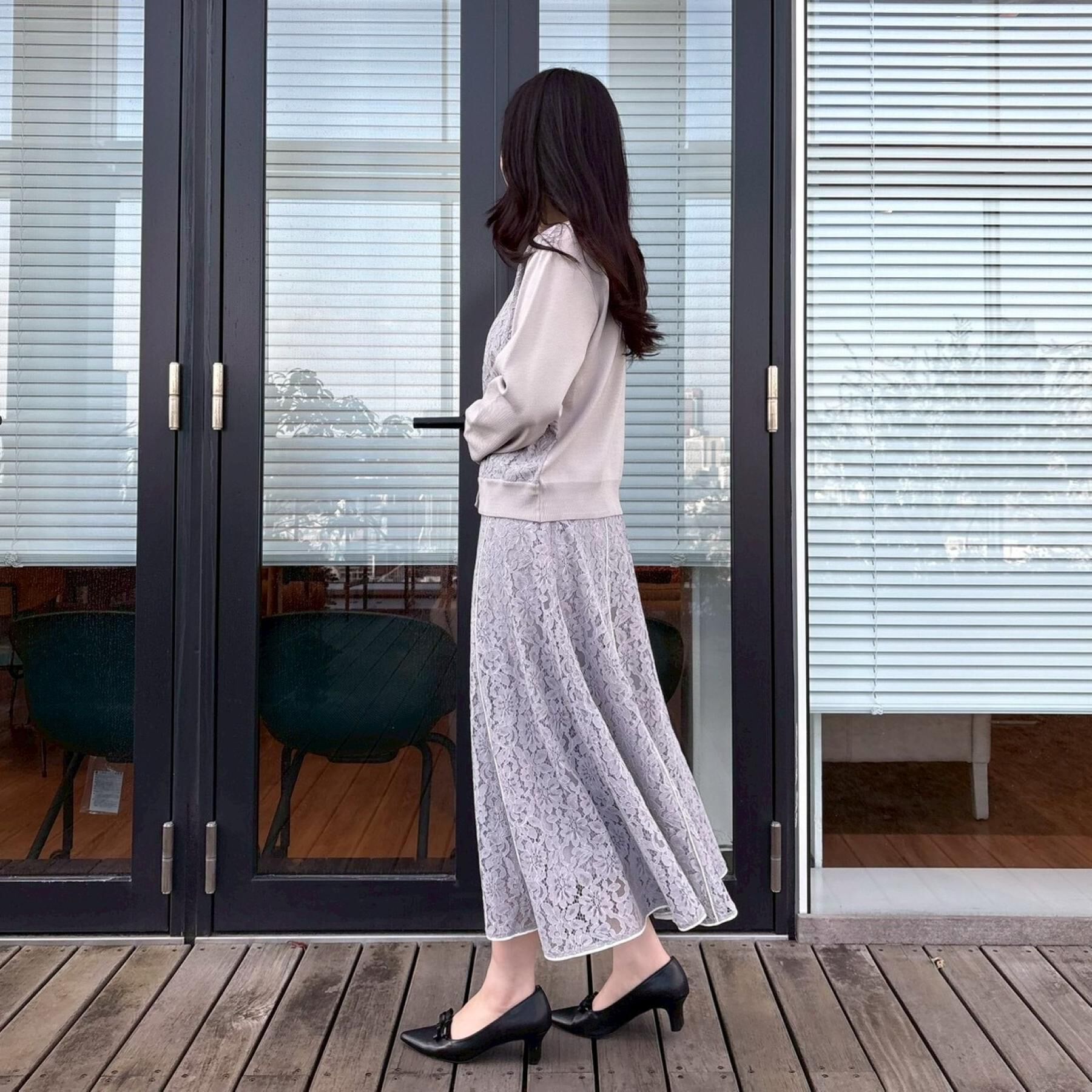 Couture broach「【洗える】コードレース カーディガン」|カーディガン|