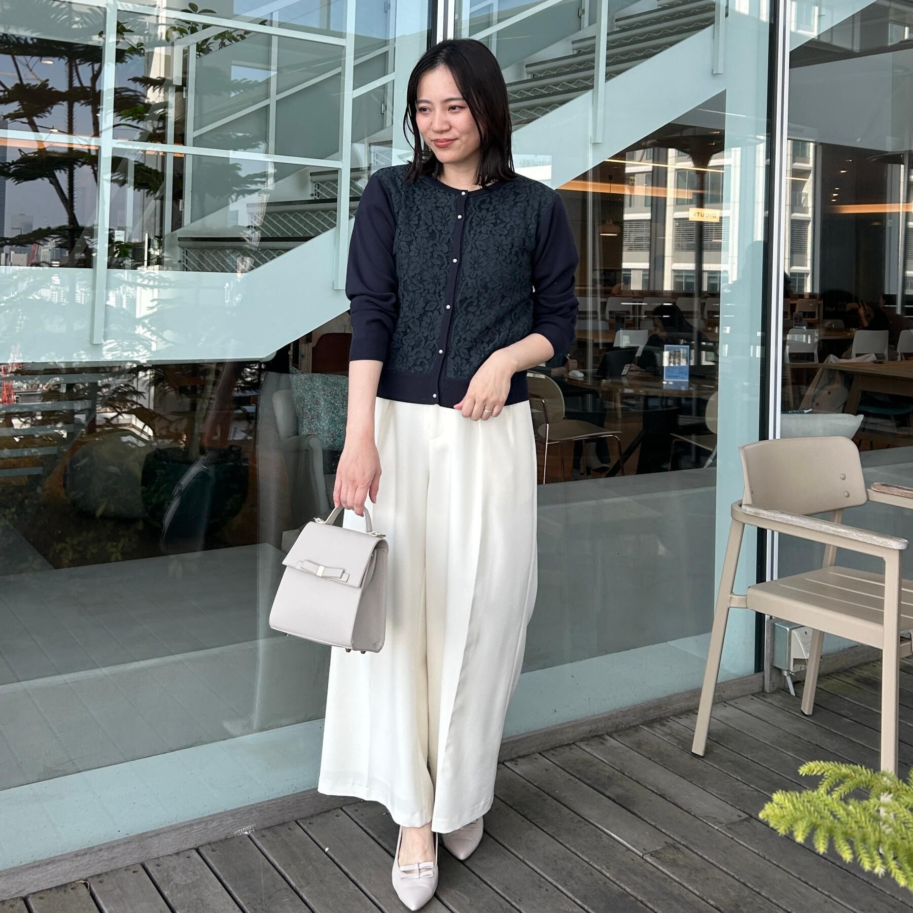 Couture broach「【洗える】コードレース カーディガン」|カーディガン|