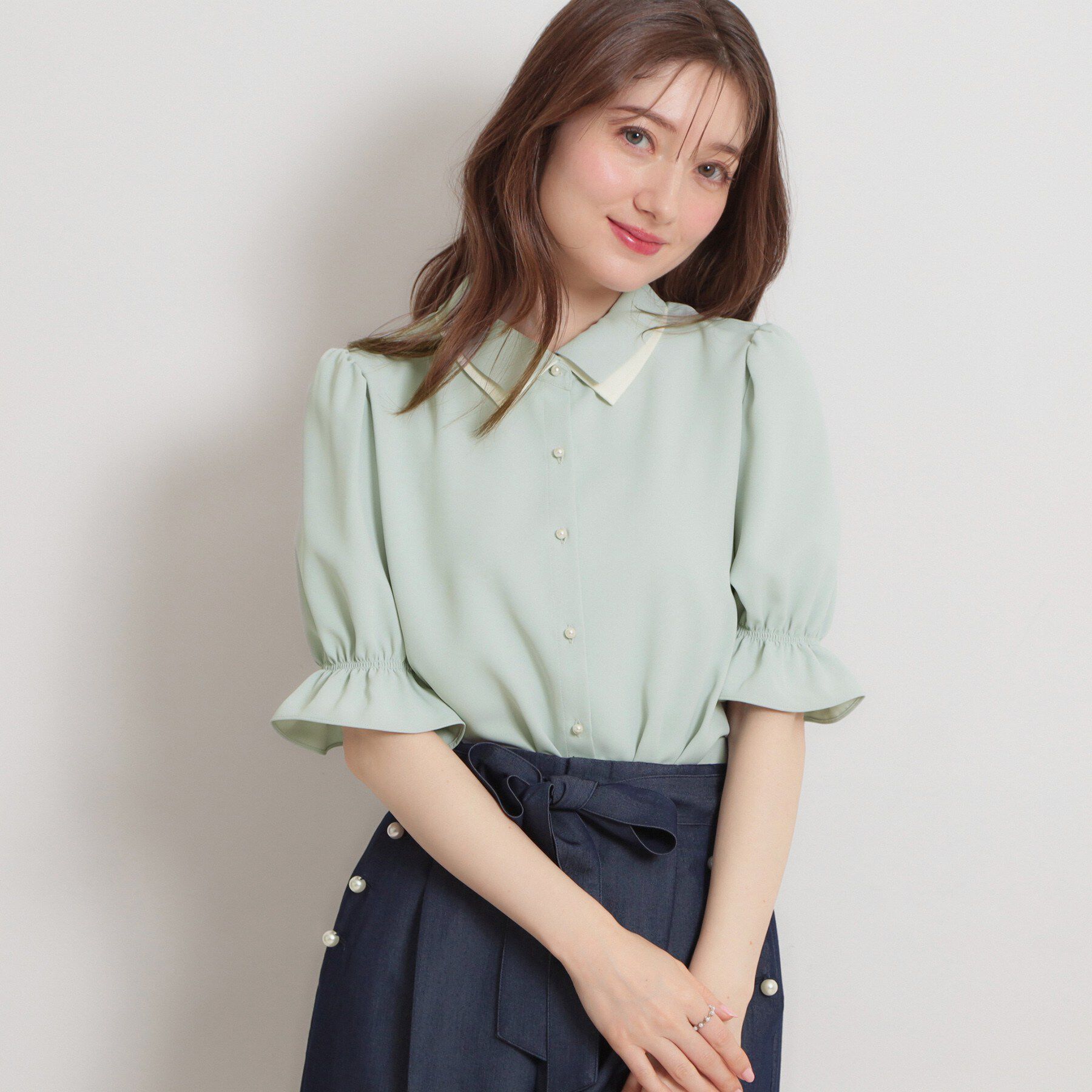 Couture broach「【通勤】ダブルカラー ブラウス」|シャツ・ブラウス|