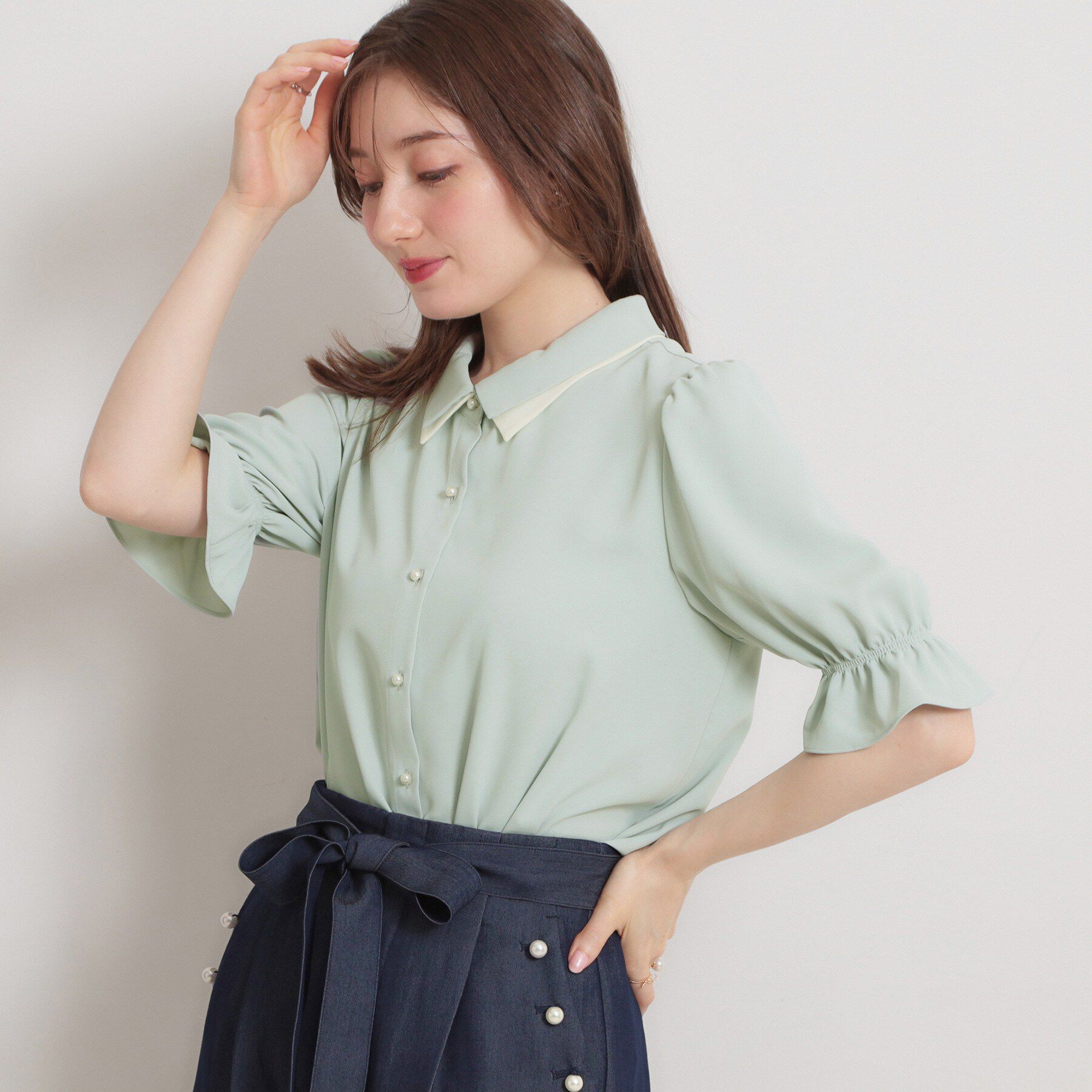 Couture broach「【通勤】ダブルカラー ブラウス」|シャツ・ブラウス|