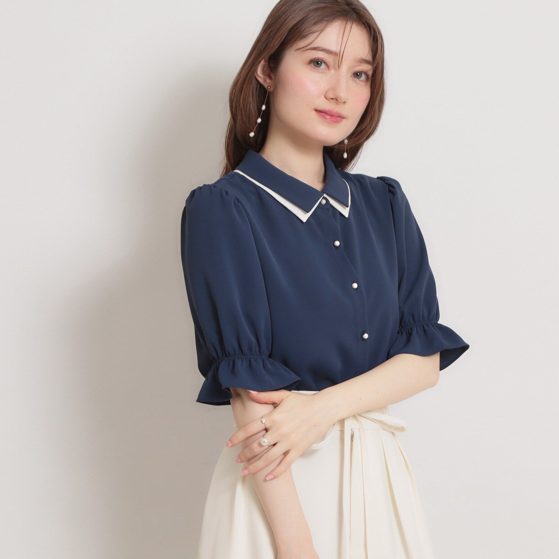 Couture broach「【通勤】ダブルカラー ブラウス」|シャツ・ブラウス|