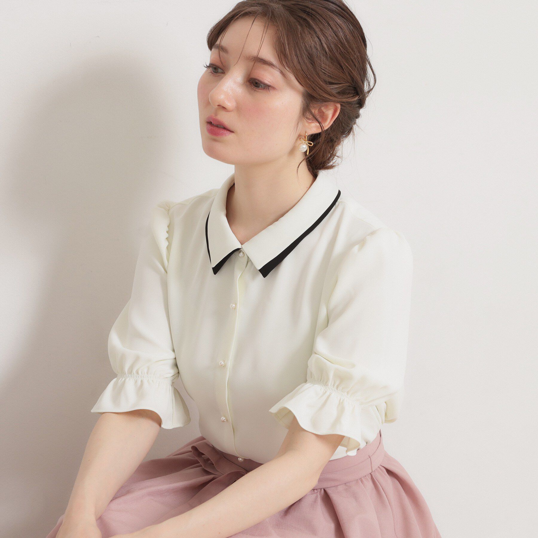 Couture broach「【通勤】ダブルカラー ブラウス」|シャツ・ブラウス|