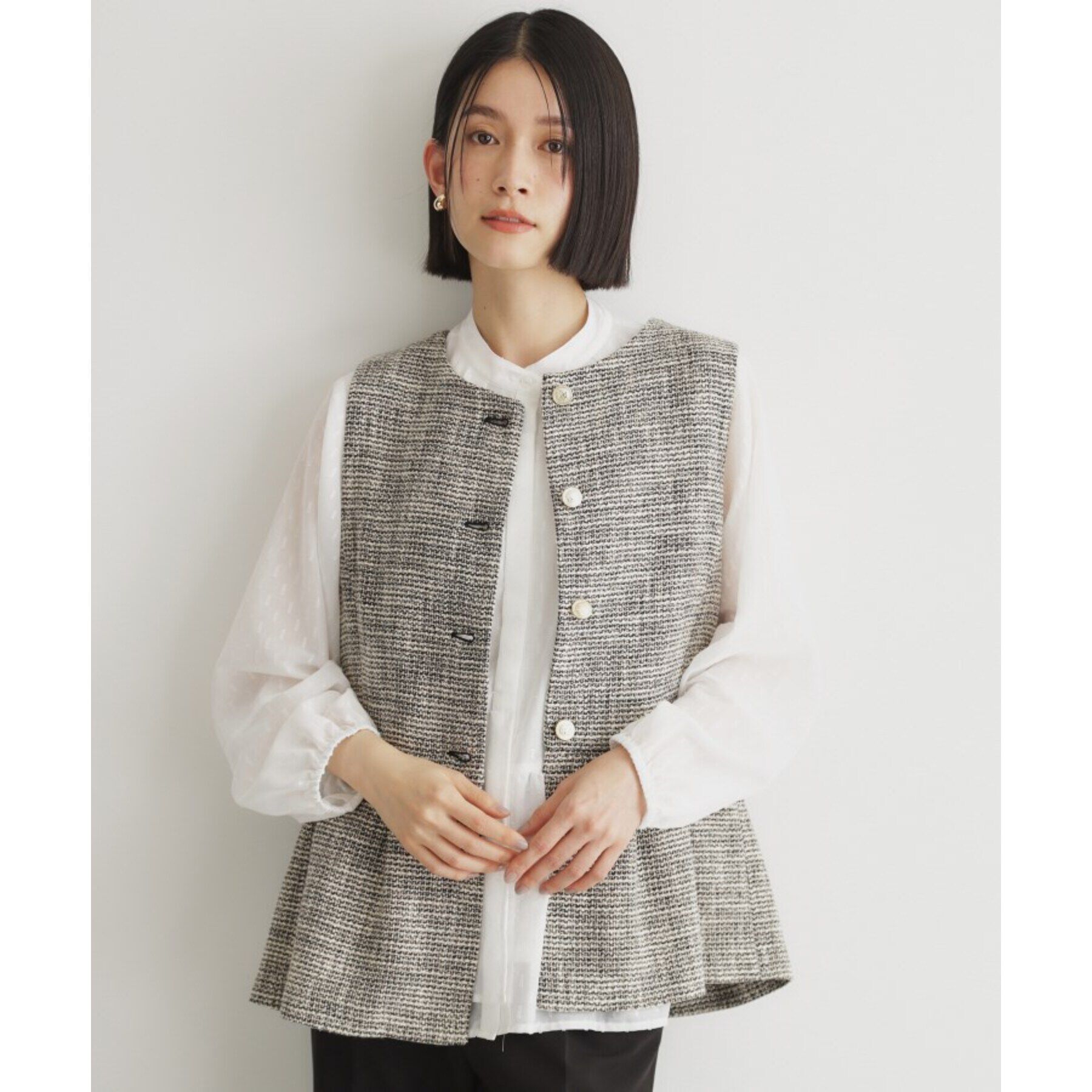 THE SHOP TK「【ONOFF活躍/セレモニー】ツイードペプラムジレ/洗える」|ベスト・ジレ|