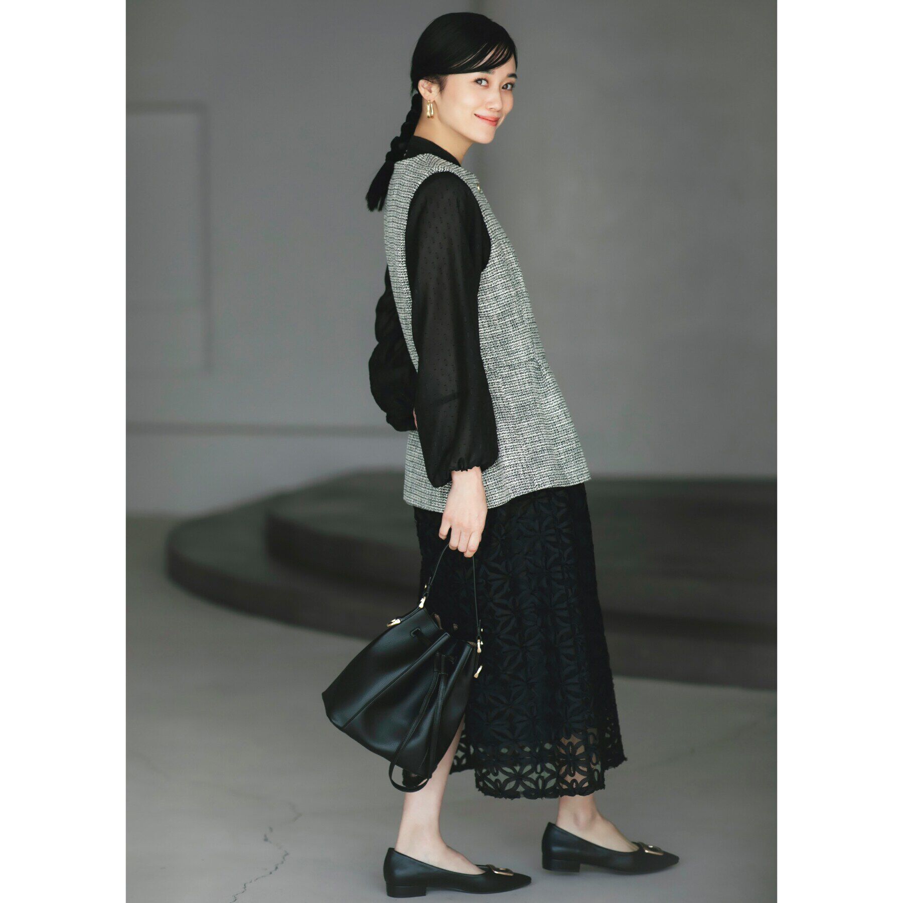 THE SHOP TK「【ONOFF活躍/セレモニー】ツイードペプラムジレ/洗える」|ベスト・ジレ|