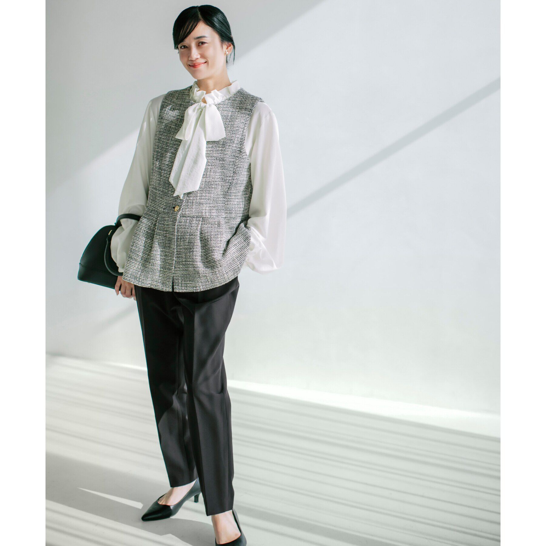 THE SHOP TK「【ONOFF活躍/セレモニー】ツイードペプラムジレ/洗える」|ベスト・ジレ|