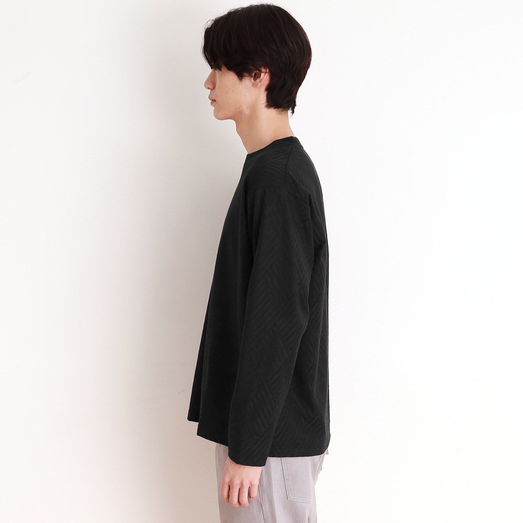 THE SHOP TK「リンクスジャカード長袖Tシャツ ON／OFF兼用」|Tシャツ・カットソー|