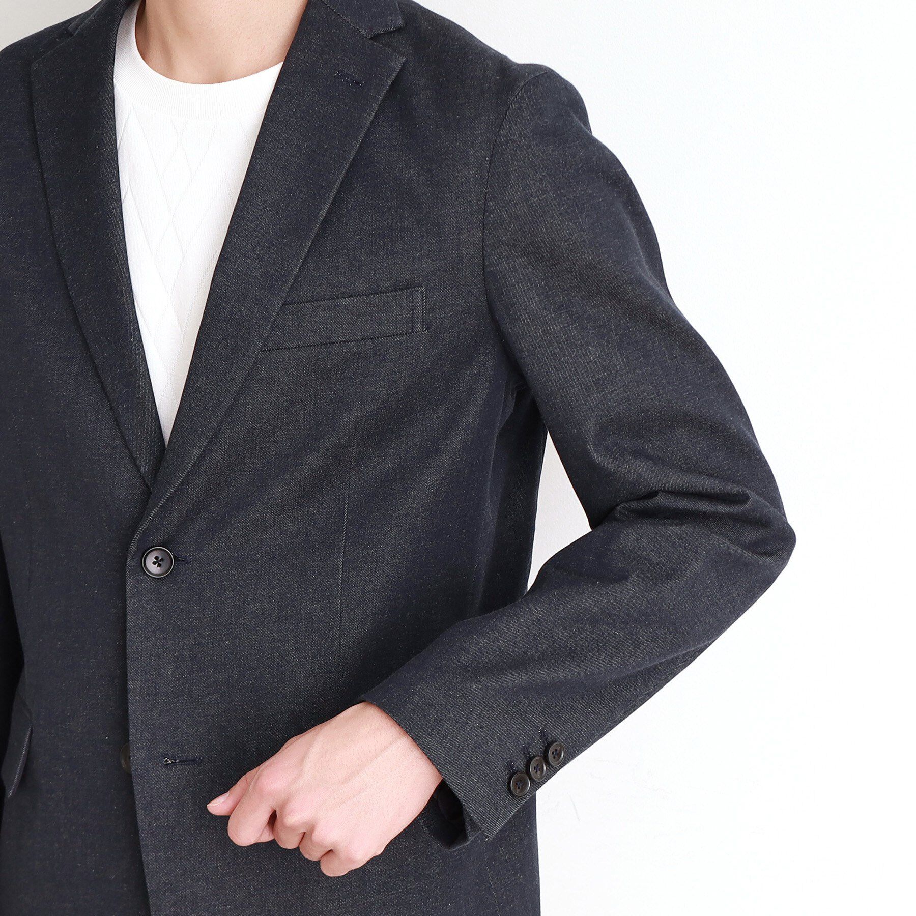 THE SHOP TK「エバーデニムジャケット セットアップ可／洗える／ストレッチ」|テーラードジャケット|