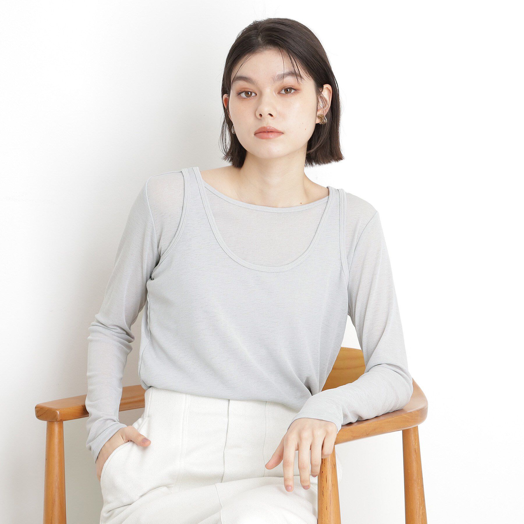 THE SHOP TK「シアーフライスレイヤード　【セットアイテム】」|Tシャツ・カットソー|ライトグレー(011