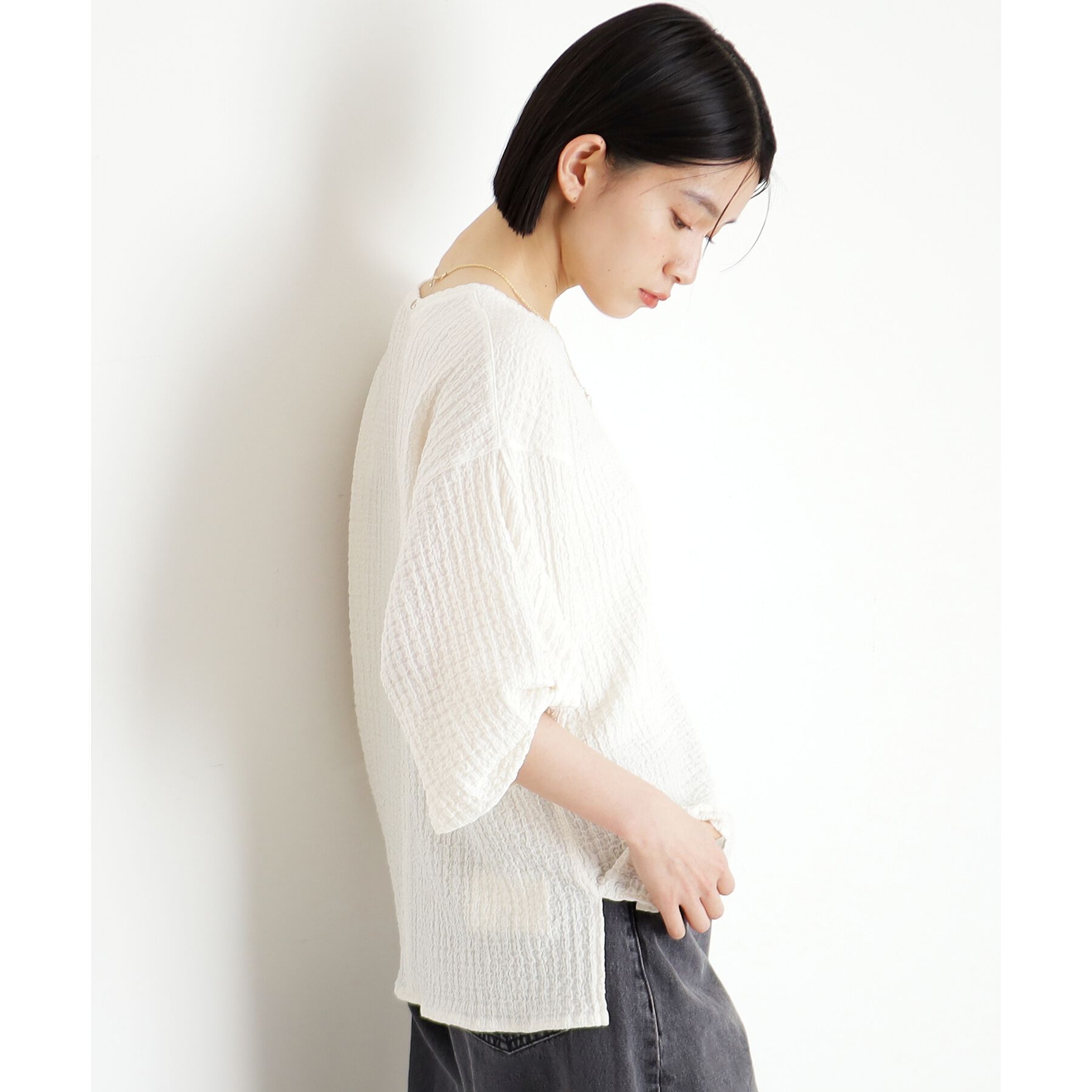 THE SHOP TK「ポコポコ袖タックプルオーバー【洗濯機OK】」|Tシャツ・カットソー|