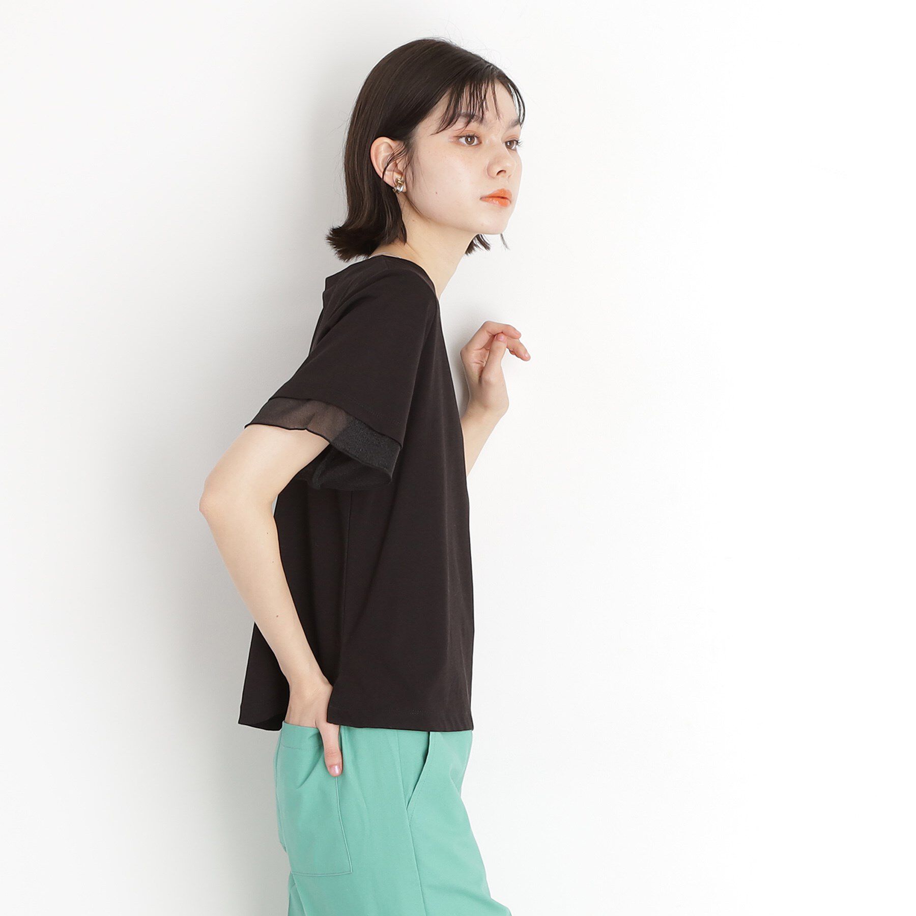 THE SHOP TK「袖シアーTシャツ【接触冷感/洗濯機OK】」|Tシャツ・カットソー|