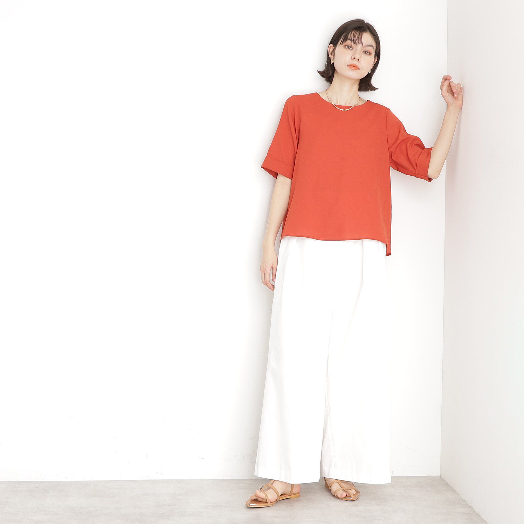 THE SHOP TK「麻調ブラウス【シワになりにくい/洗える】」|シャツ・ブラウス|