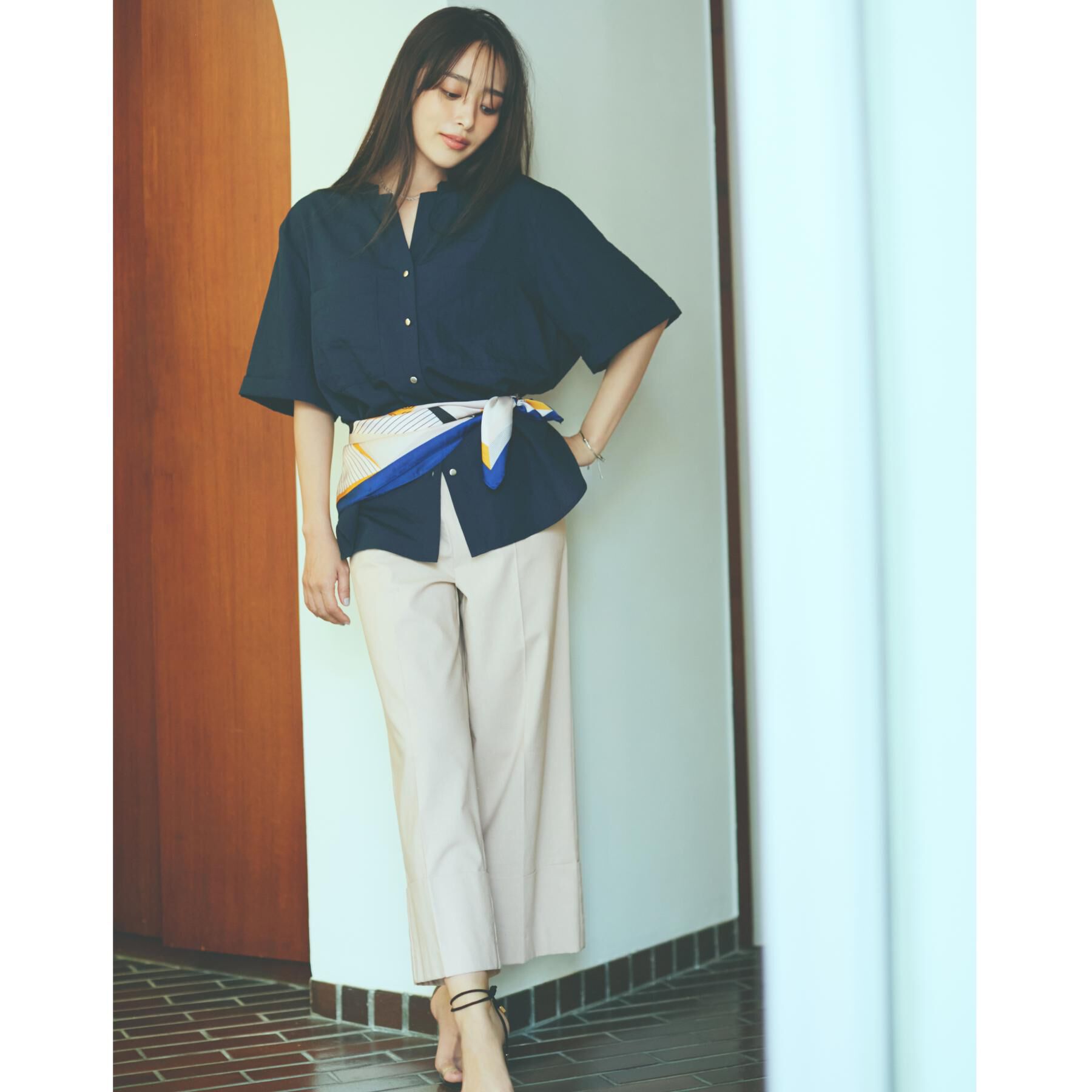 THE SHOP TK「ダブルポケット5分袖シャツ【体型カバー/洗濯機OK】」|シャツ・ブラウス|