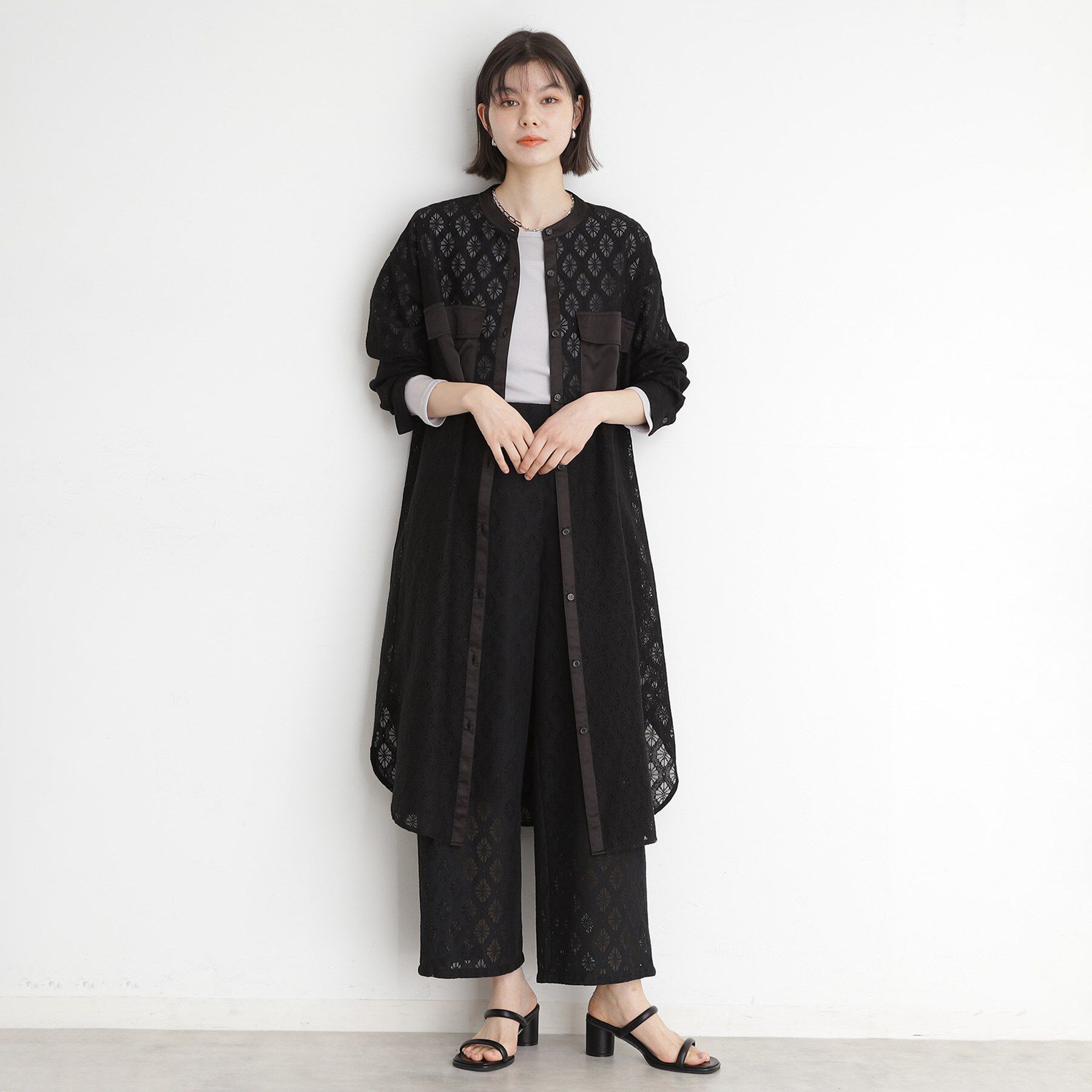 THE SHOP TK「レースシャツワンピース」|ワンピース|ブラック(019)