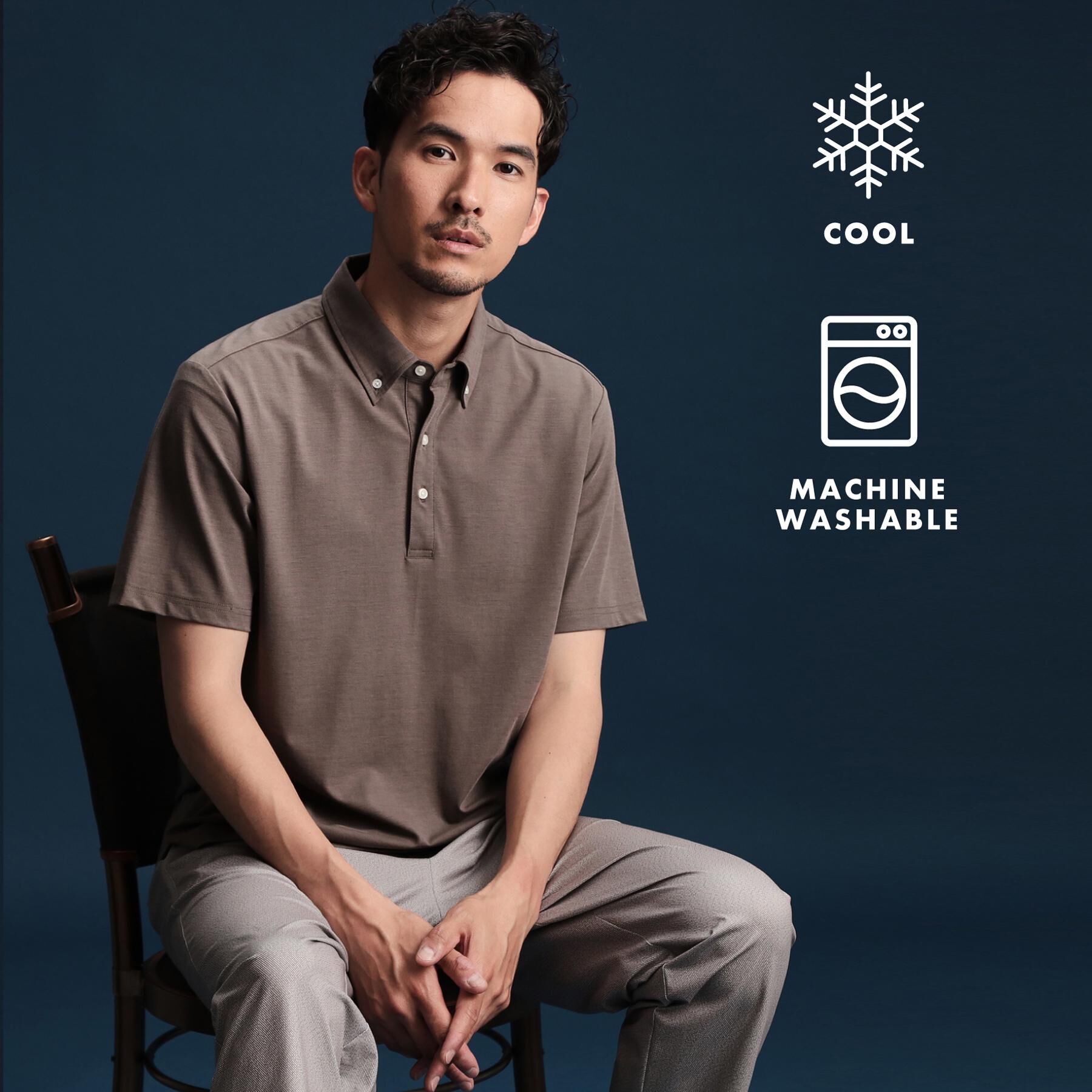 THE SHOP TK「アイスカノコポロシャツ 接触冷感/ビジネス対応」|ポロシャツ|モカブラウン(042