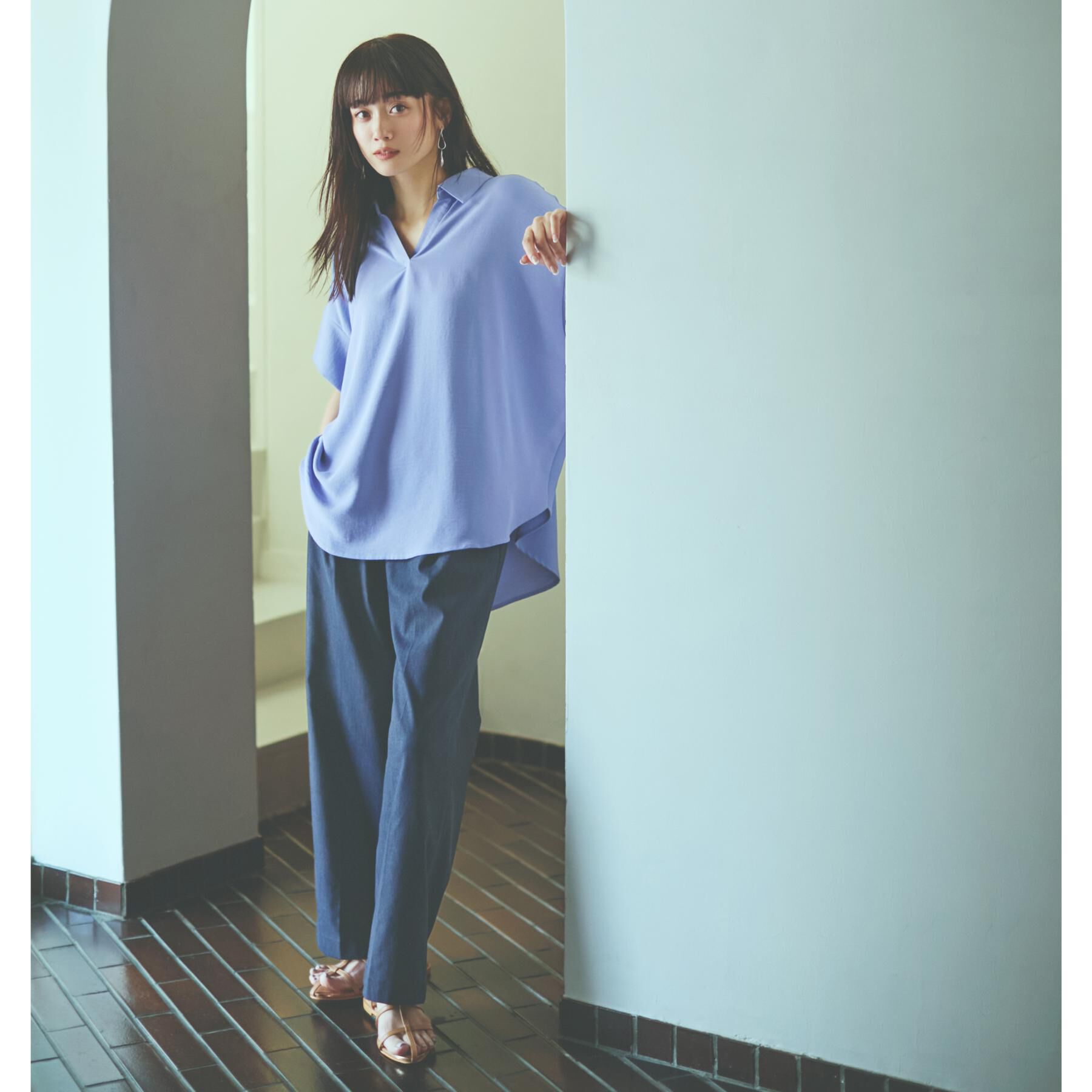 THE SHOP TK「スキッパーシャツ【防シワ/接触冷感/洗濯機OK/セットアップ可】」|シャツ・ブラウス|