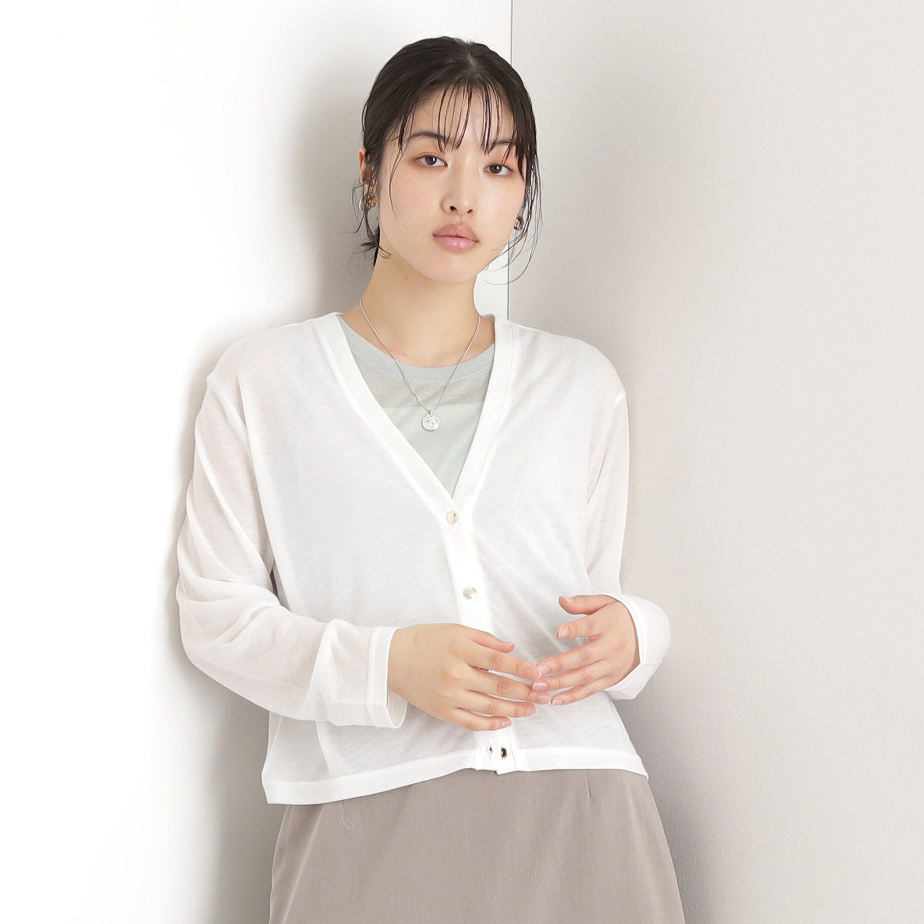 THE SHOP TK「シアーカーデ＆タンクトップ【セットアイテム/洗える】」|カーディガン|オフホワイト(003