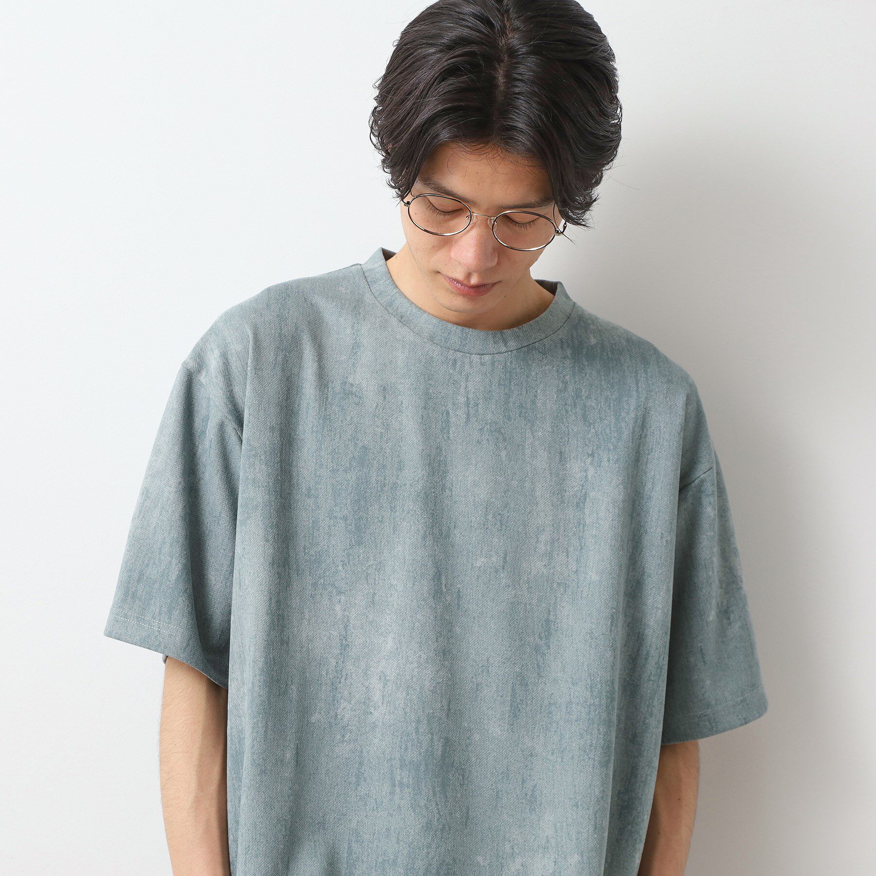 THE SHOP TK「スウェードプリント半袖Tシャツ　【オーバーサイズ/洗濯機OK】」|Tシャツ・カットソー|