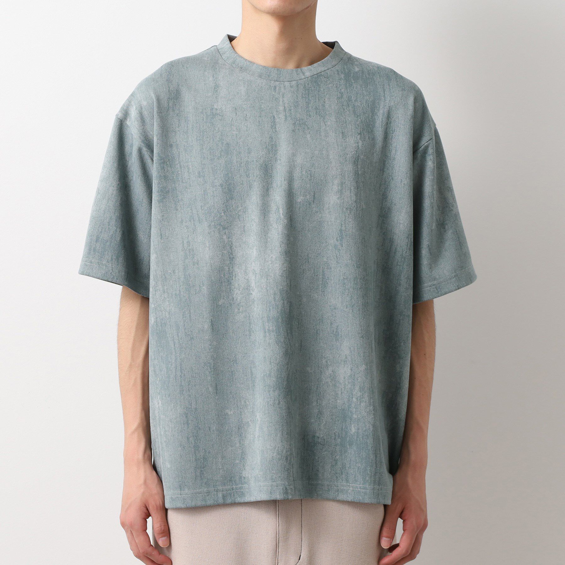 THE SHOP TK「スウェードプリント半袖Tシャツ　【オーバーサイズ/洗濯機OK】」|Tシャツ・カットソー|