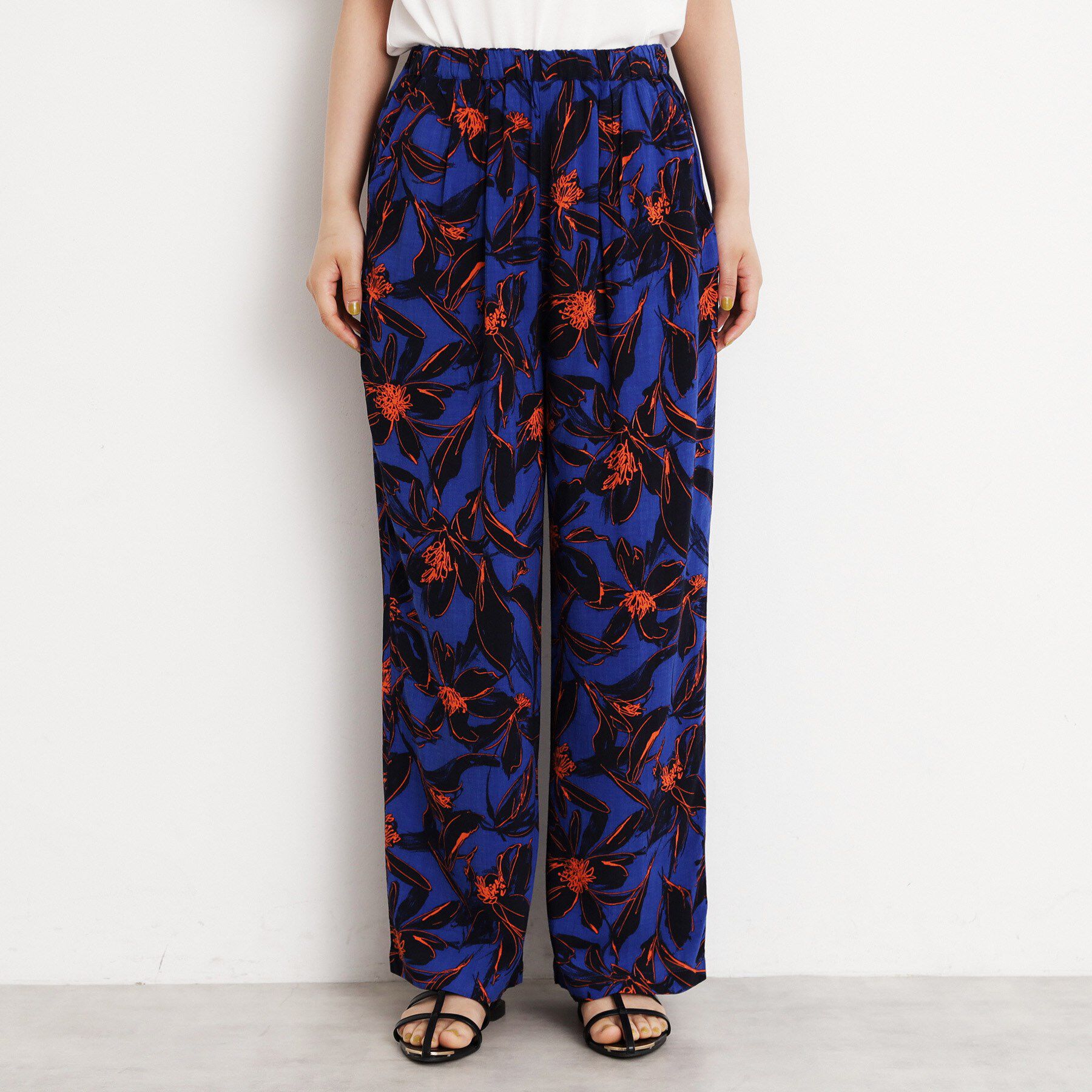 THE SHOP TK「レーヨンリネン総柄ワイドパンツ【洗える】」|その他|