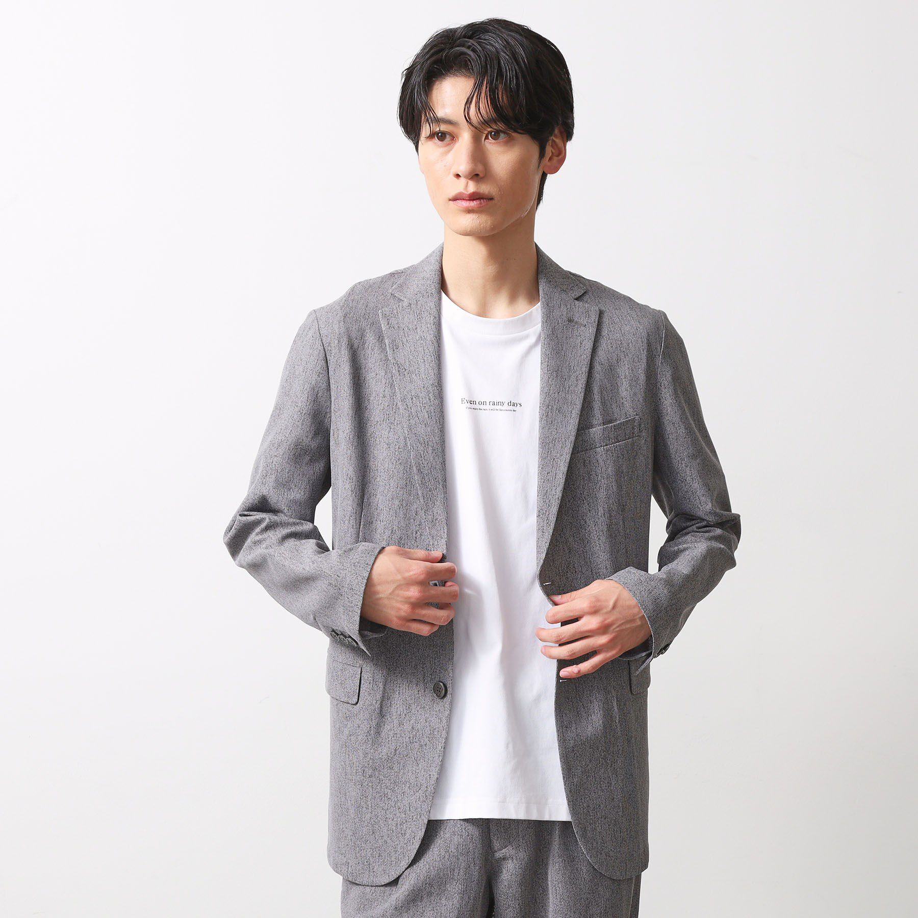 THE SHOP TK「シャリルジャージジャケット　洗濯機OK/吸水速乾/イージーケア/セットアップ可」|テーラードジャケット|ライトグレー(011
