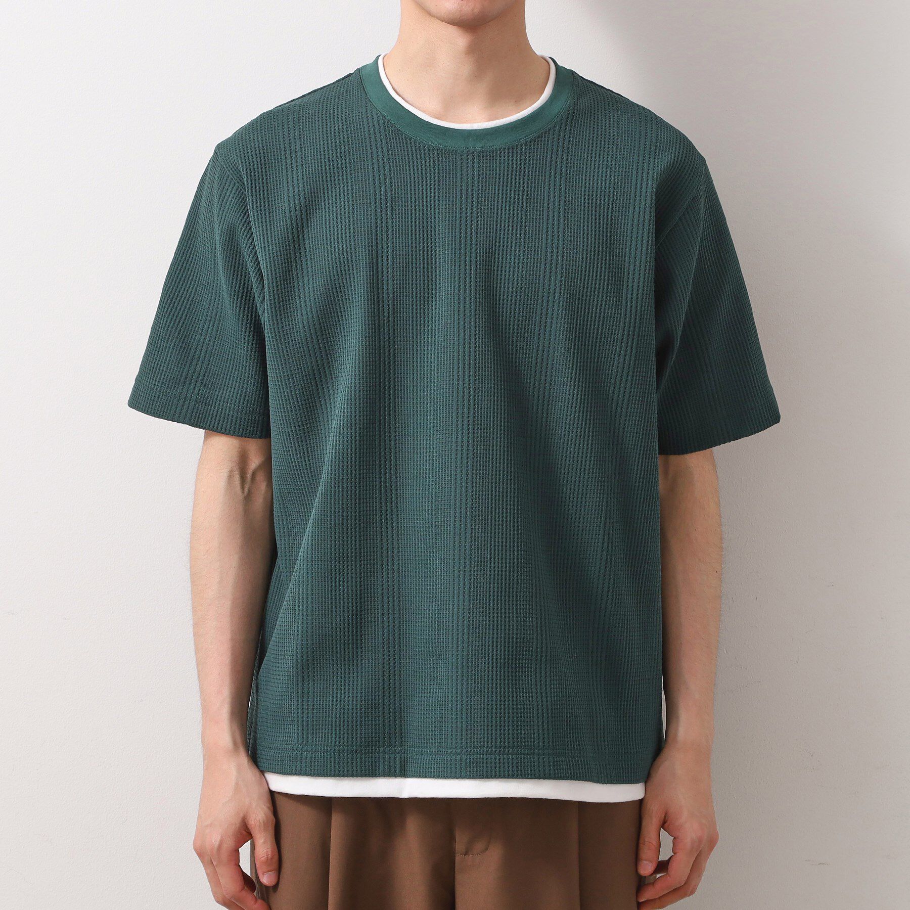 THE SHOP TK「ランダムワッフル半袖Tシャツ 【洗濯機ＯＫ】」|Tシャツ・カットソー|