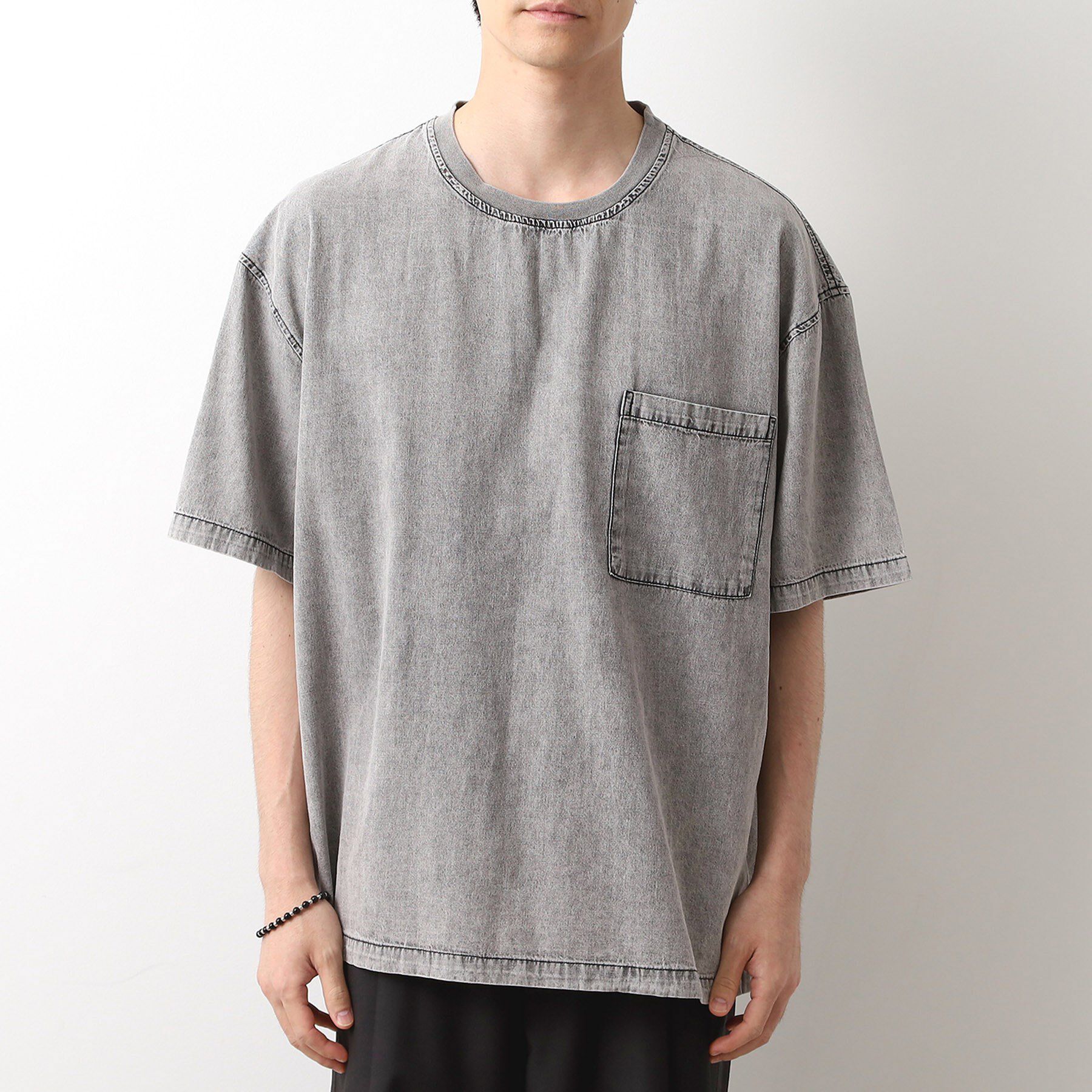 THE SHOP TK「ライトデニム半袖Tシャツ【洗濯機OK】」|Tシャツ・カットソー|