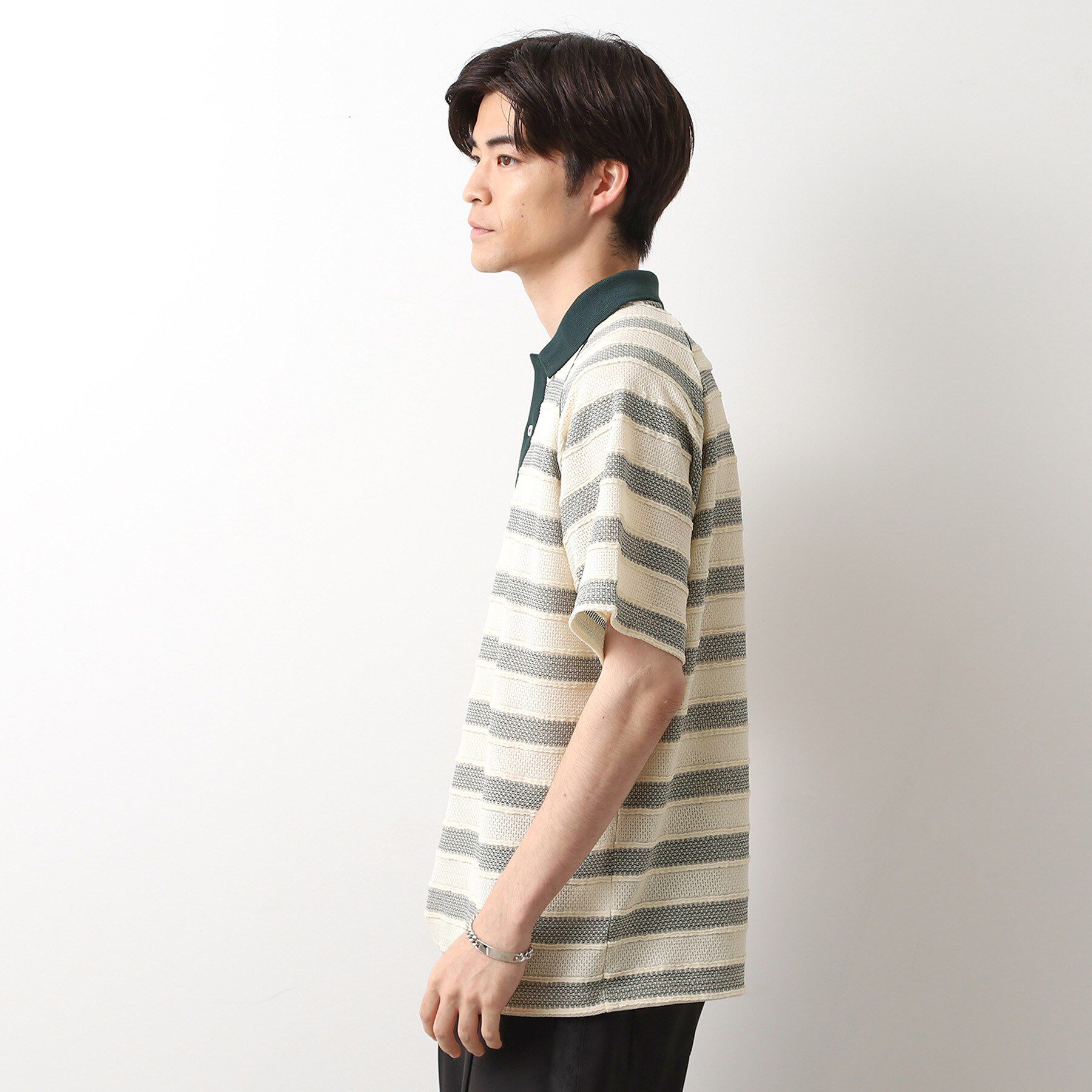 THE SHOP TK「変形ボーダーポロシャツ【洗濯機OK】」|Tシャツ・カットソー|