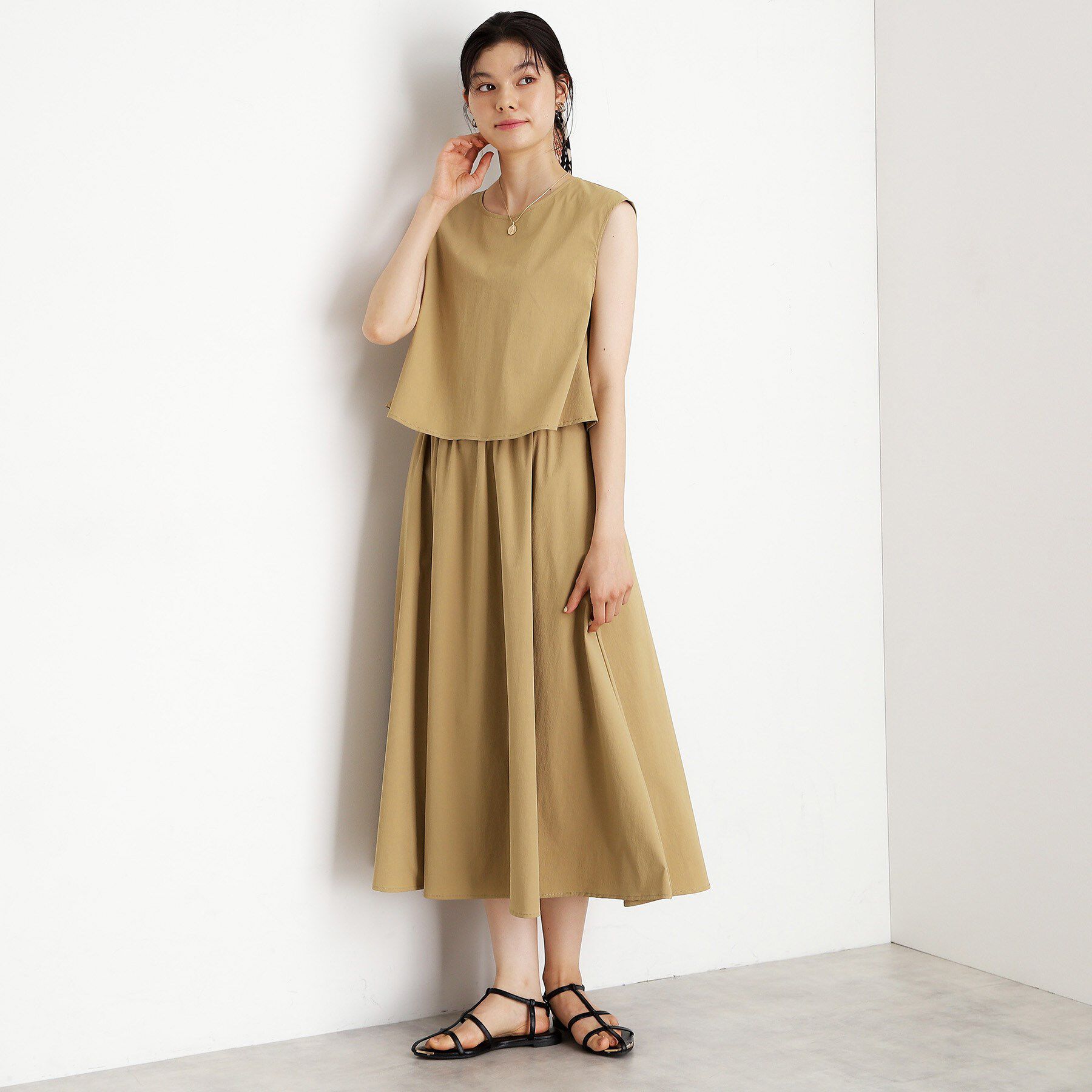 THE SHOP TK「ドッキングワンピース【接触冷感/撥水/UVカット/洗濯機OK】」|ワンピース|ベージュ(052)