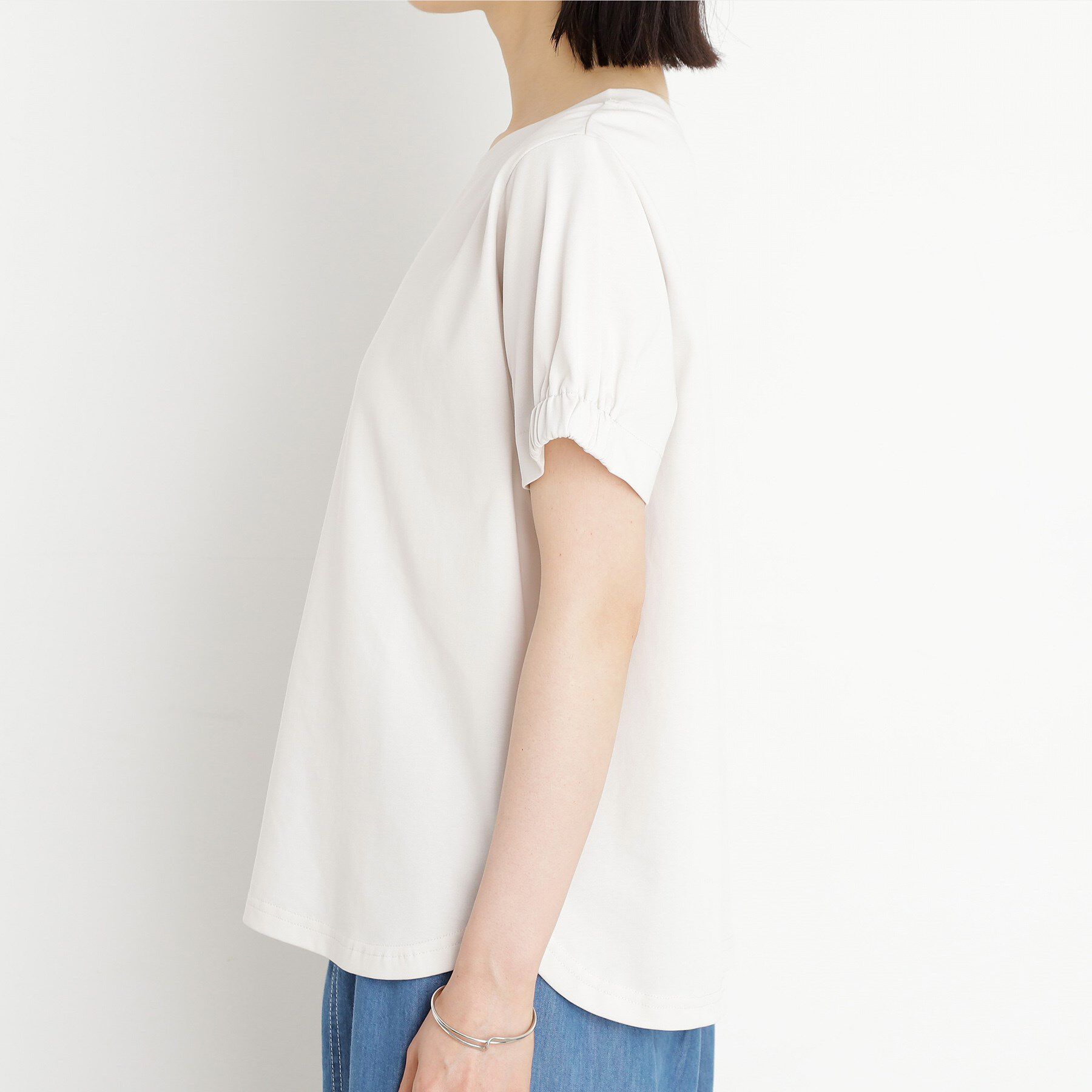 THE SHOP TK「袖タックTシャツ【接触冷感/毛玉になりにくい/UV】」|Tシャツ・カットソー|