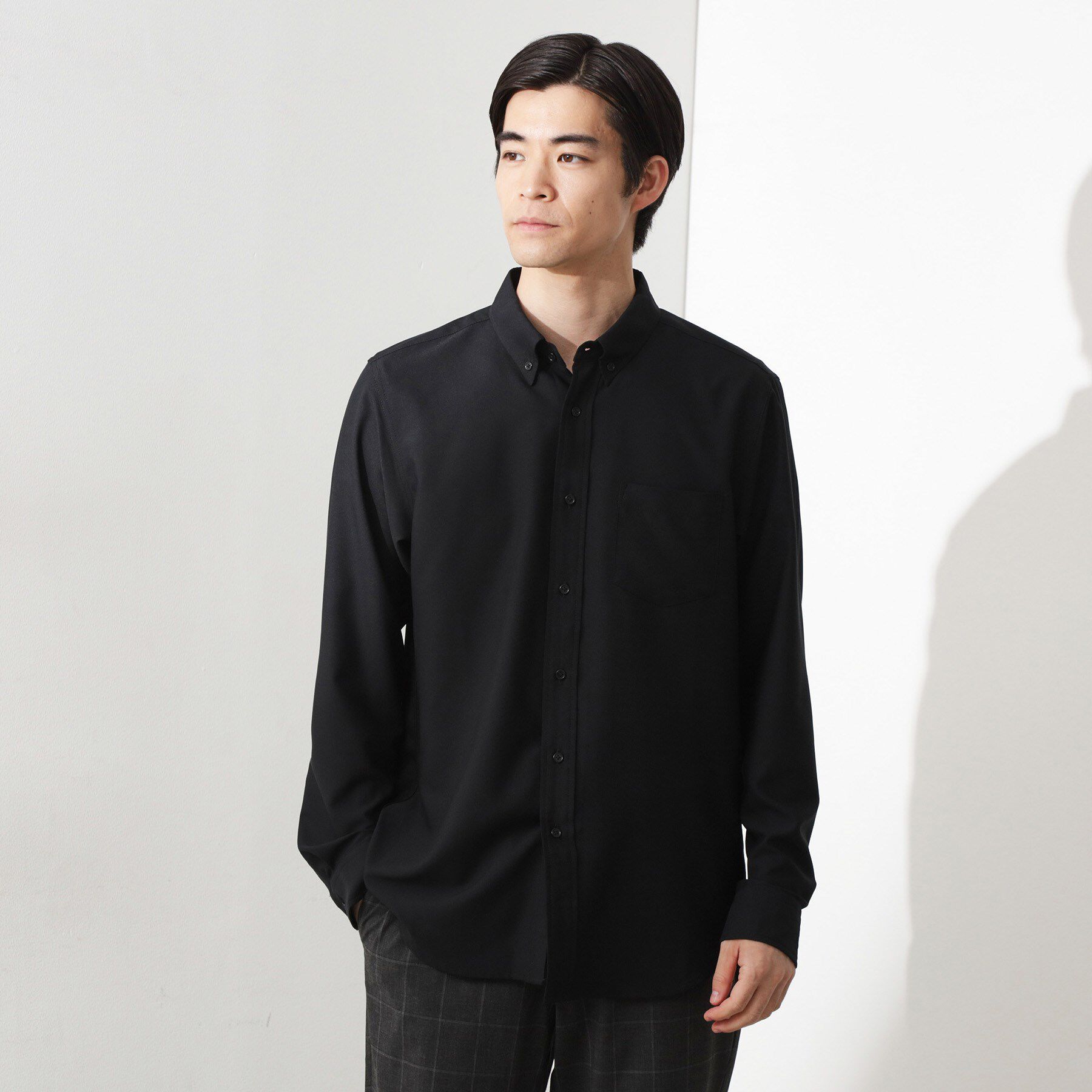 THE SHOP TK「スムースファイバー長袖シャツ 【吸水速乾/UVカット/軽量/イージーケア】」|シャツ・ブラウス|